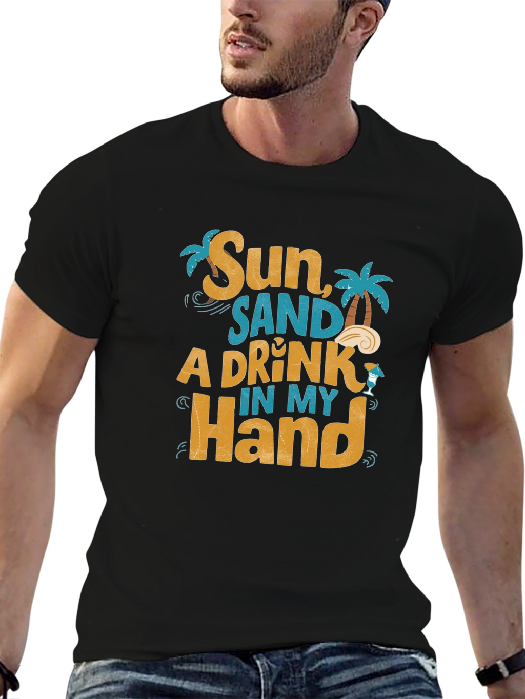 Sun Sand A Drink in My Hand Graphic T-Shirt