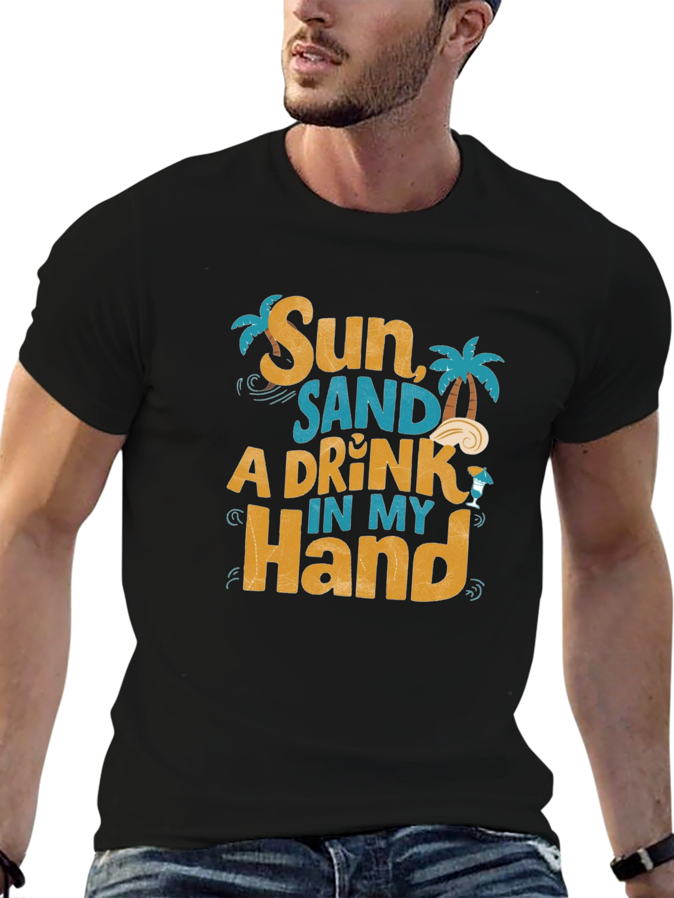 Sun Sand A Drink in My Hand Graphic T-Shirt