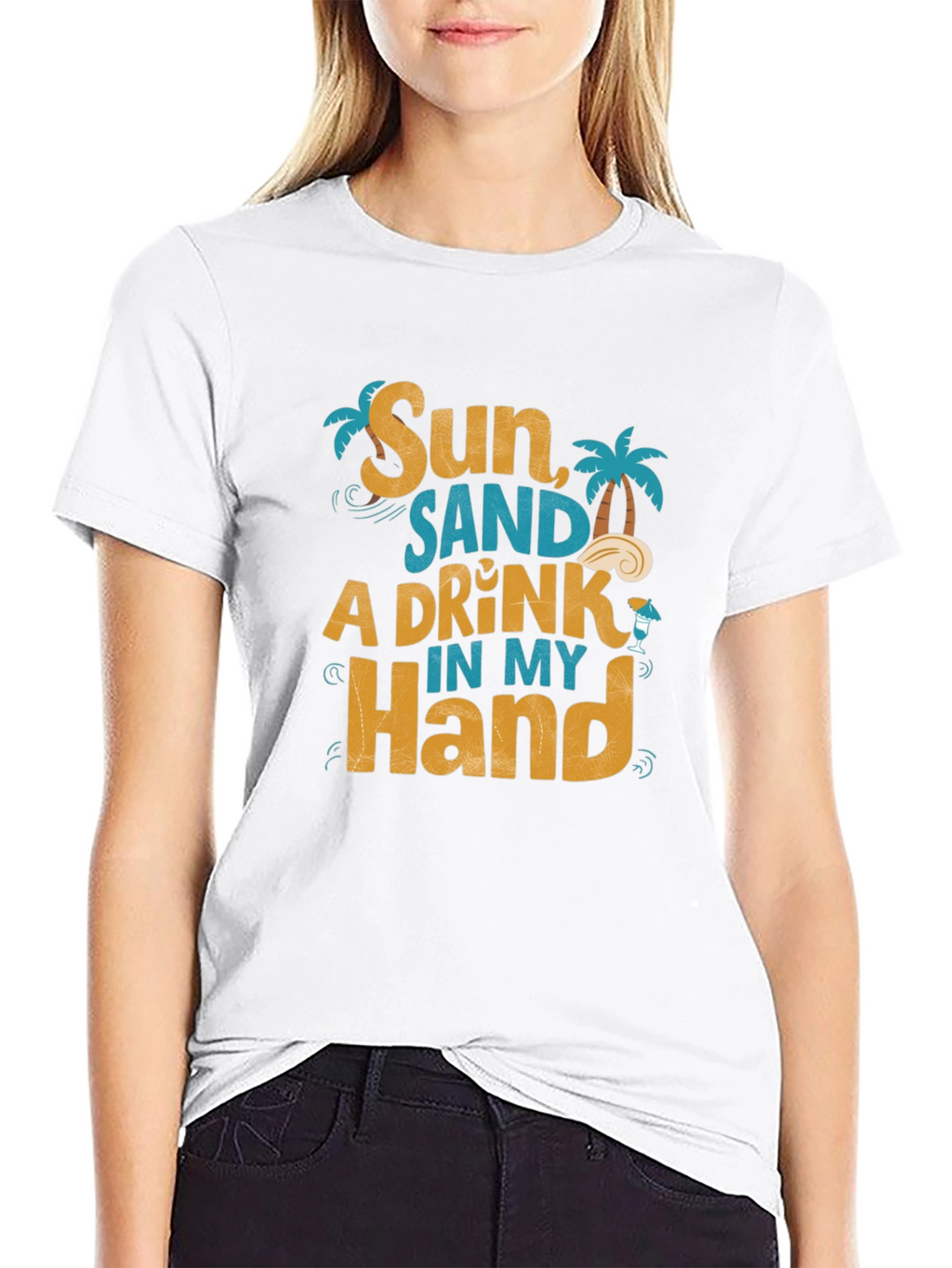 Sun Sand A Drink in My Hand Graphic T-Shirt
