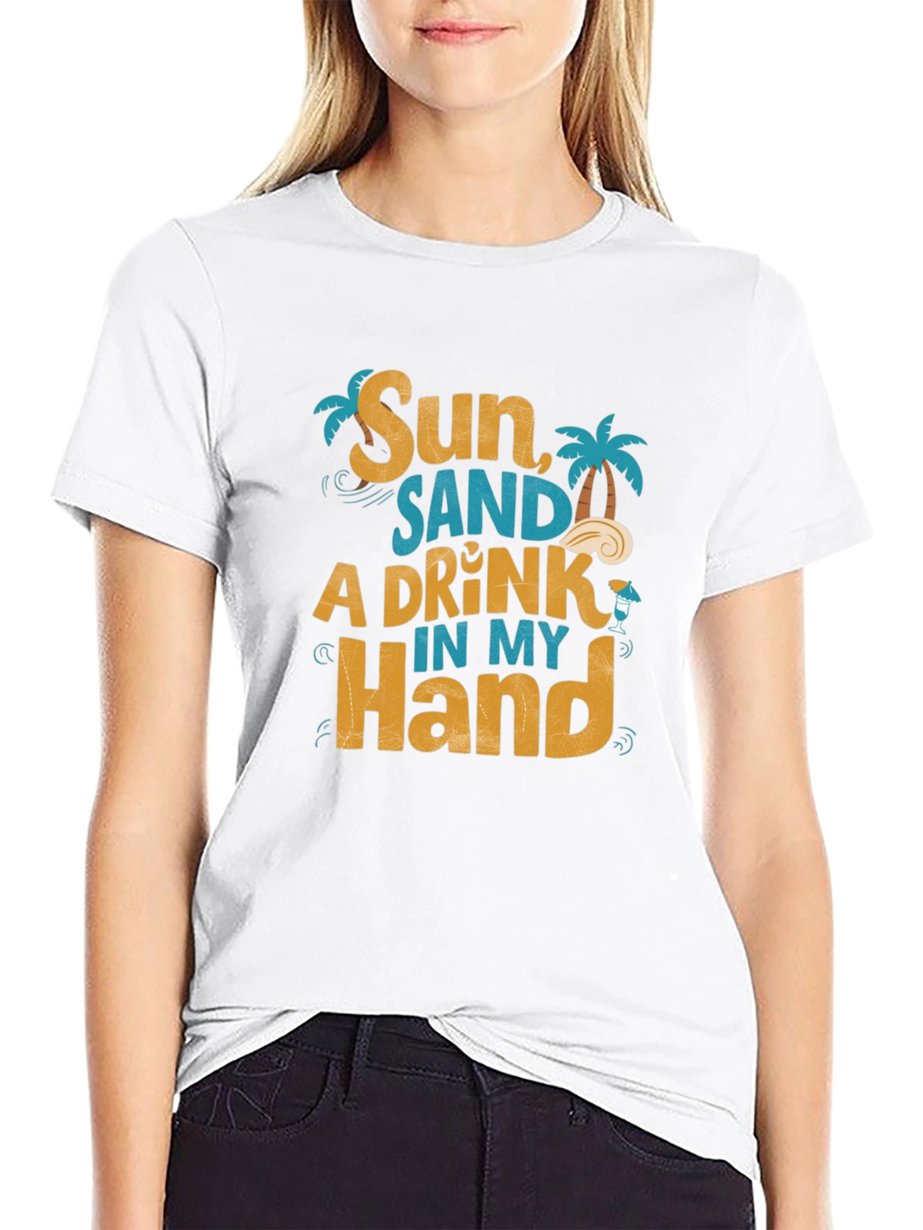 Sun Sand A Drink in My Hand Graphic T-Shirt