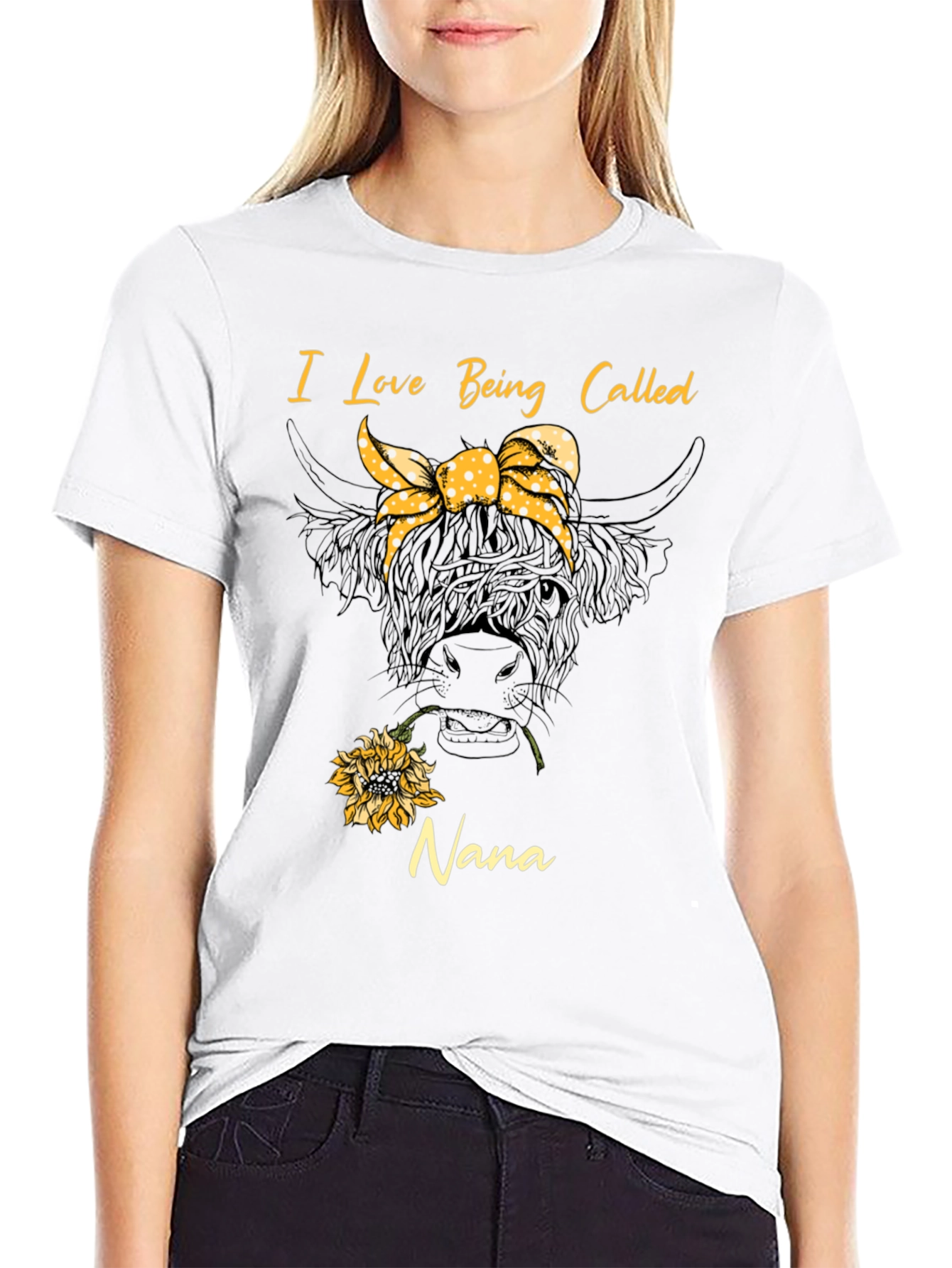 I Love Being Called Nana T-Shirt Cow Sunflower Tee