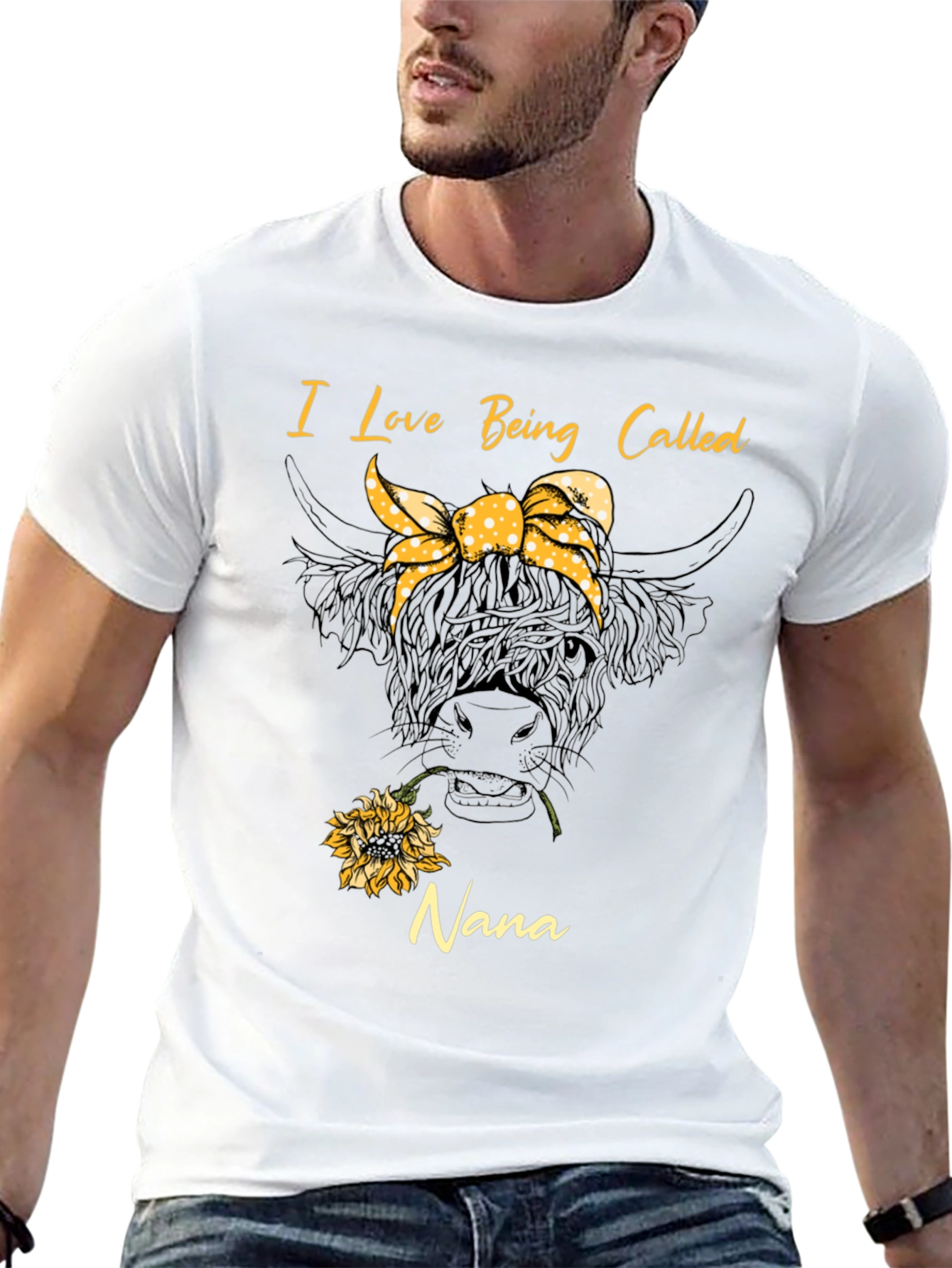 I Love Being Called Nana T-Shirt Cow Sunflower Tee