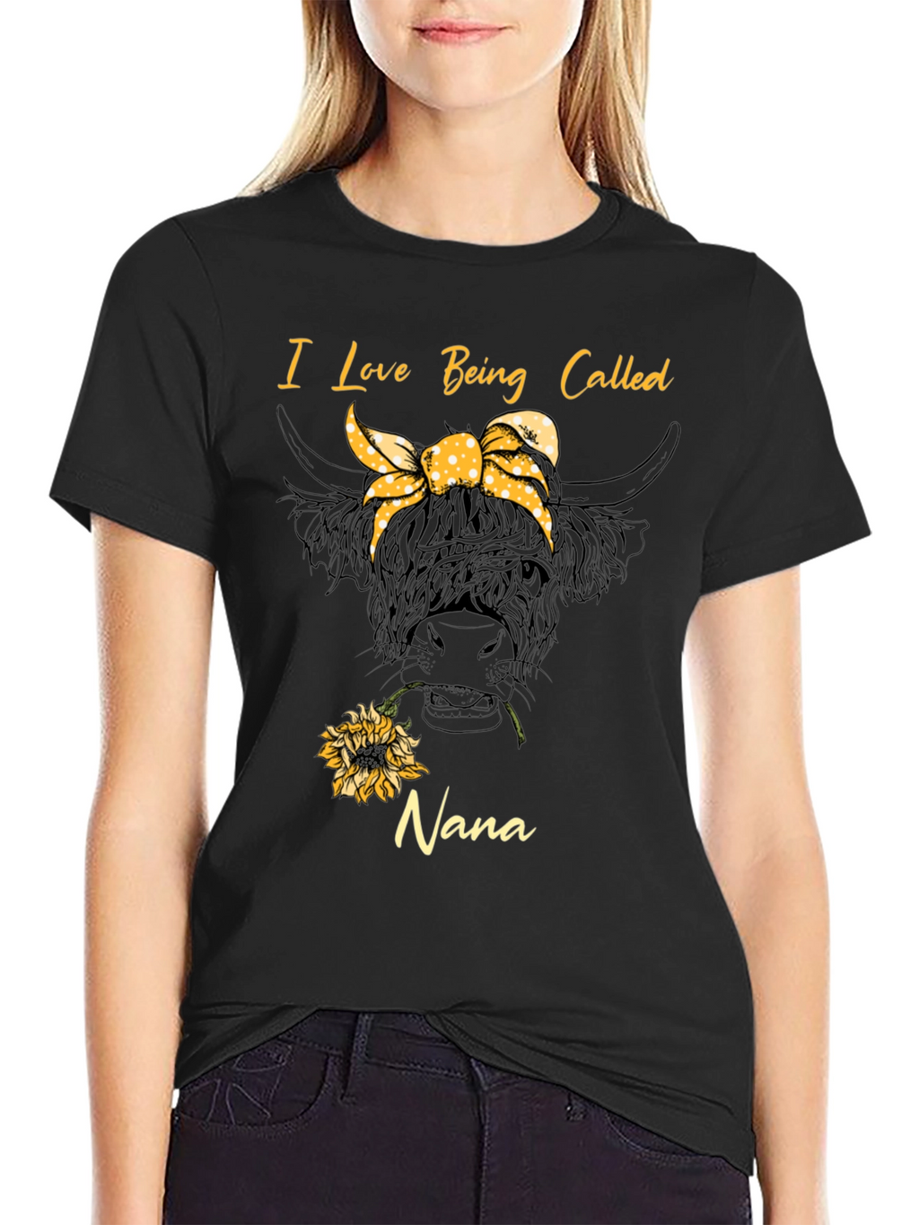I Love Being Called Nana T-Shirt Cow Sunflower Tee