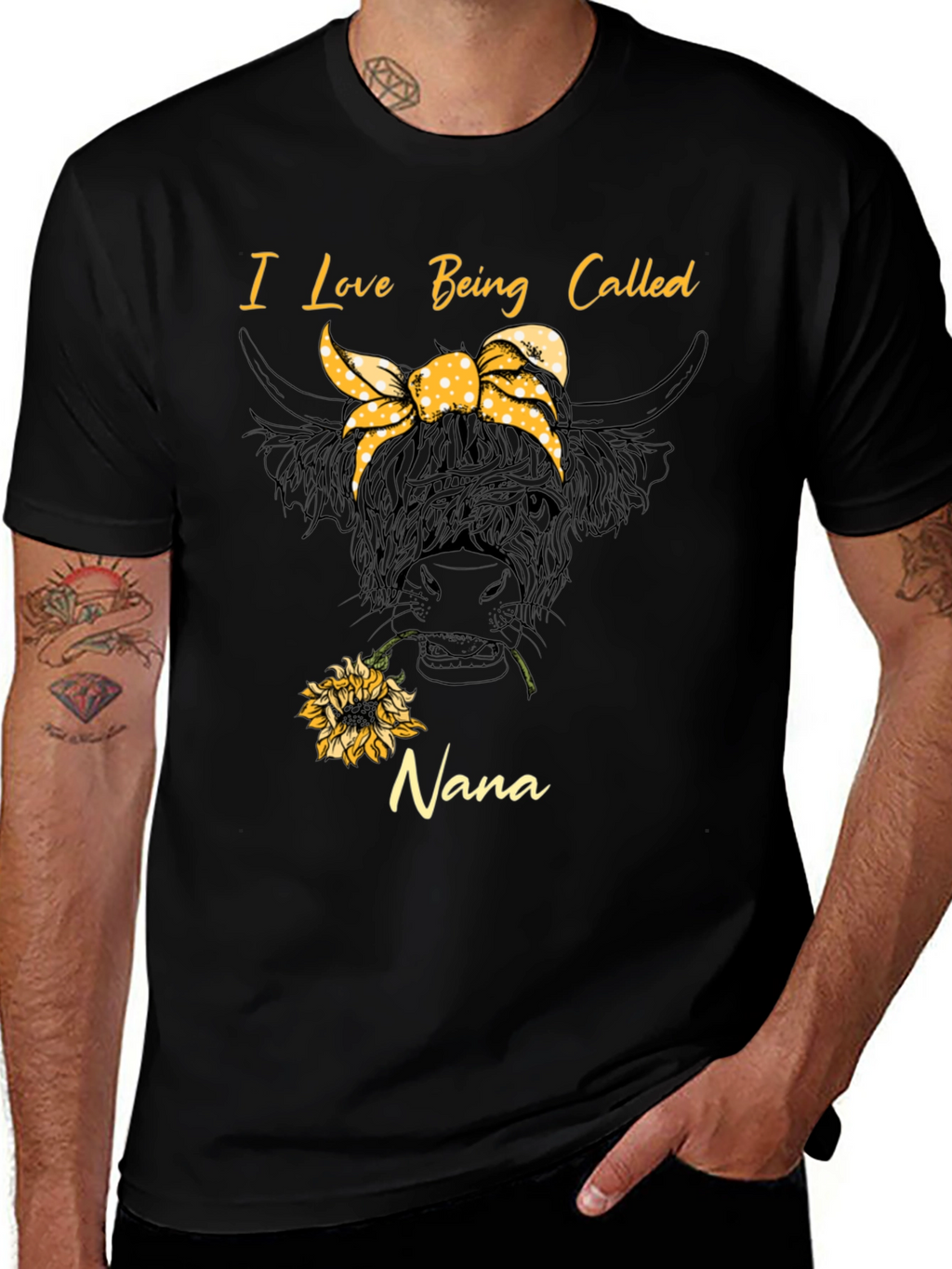 I Love Being Called Nana T-Shirt Cow Sunflower Tee