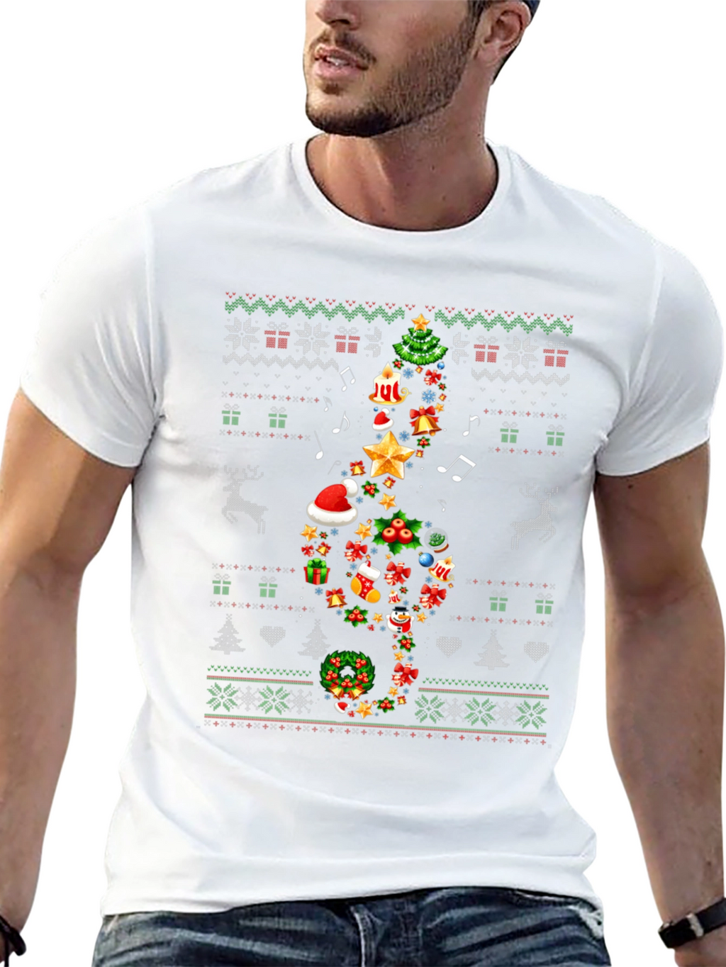 Christmas Music Treble Clef T-Shirt
