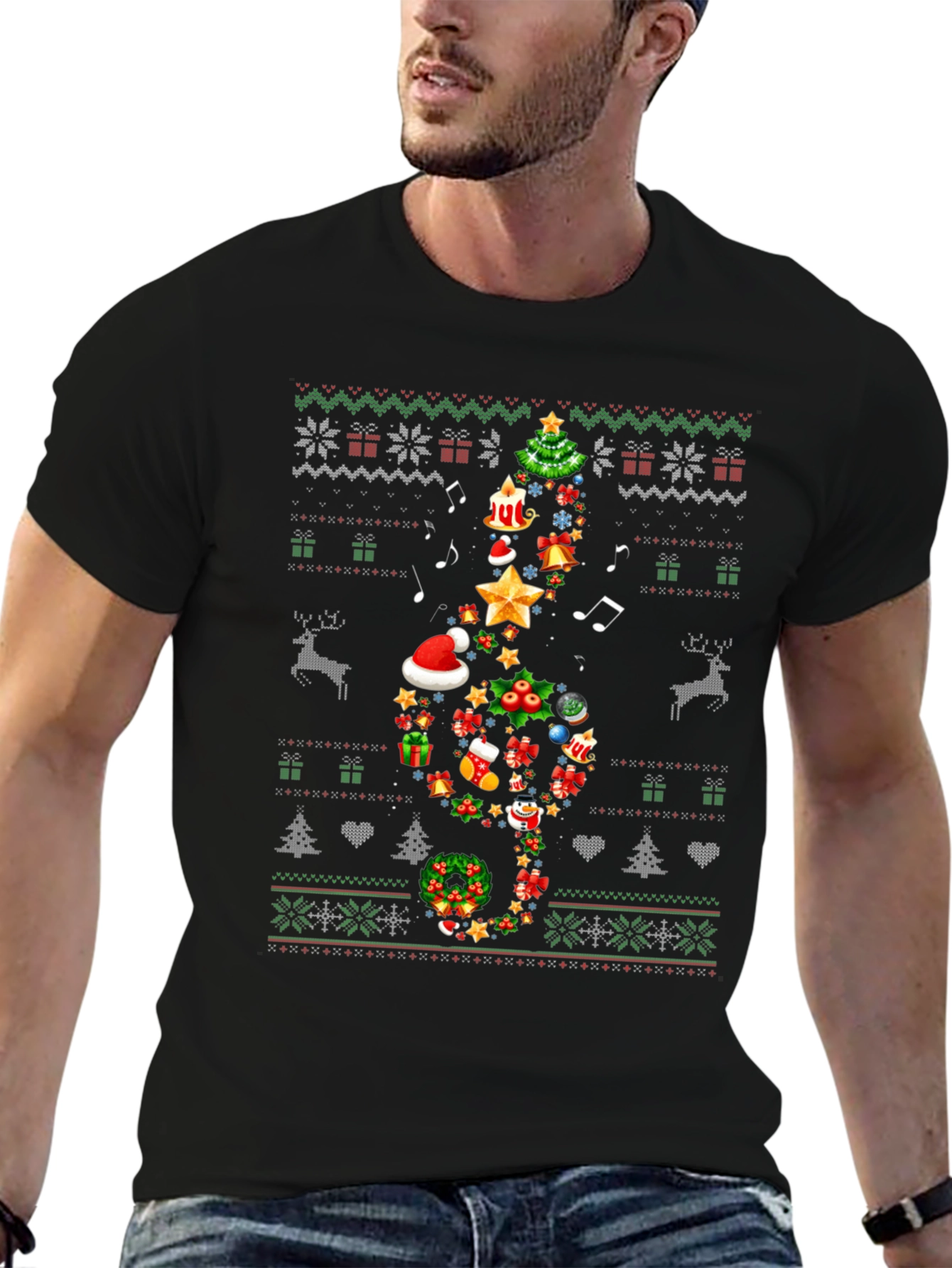 Christmas Music Treble Clef T-Shirt