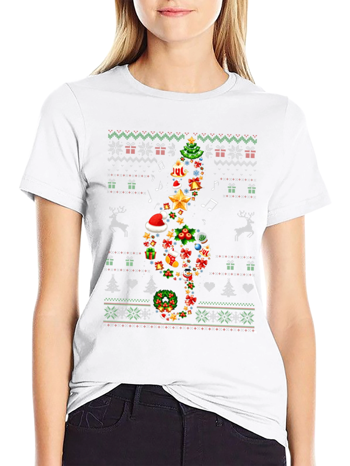 Christmas Music Treble Clef T-Shirt