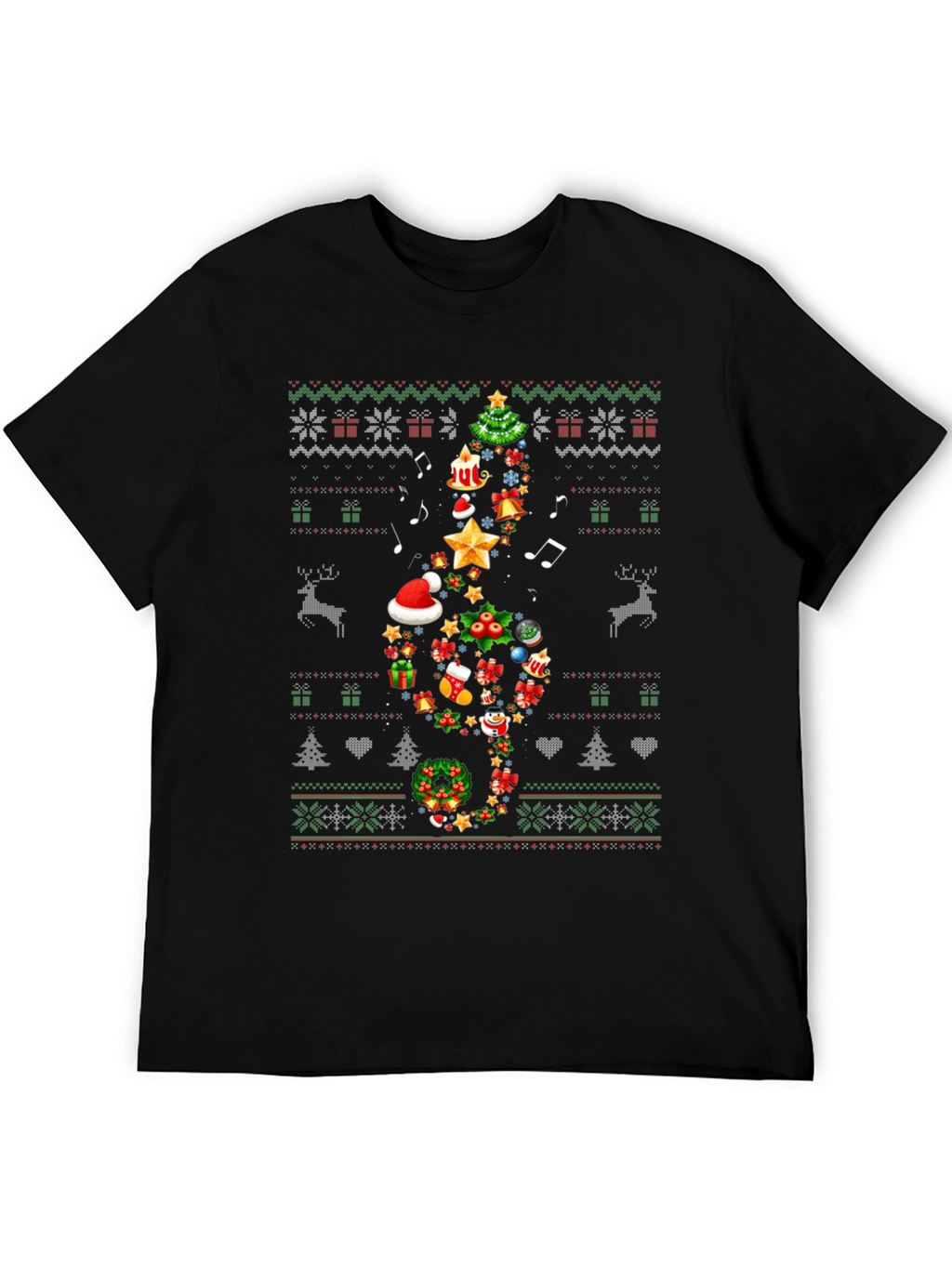 Christmas Music Treble Clef T-Shirt