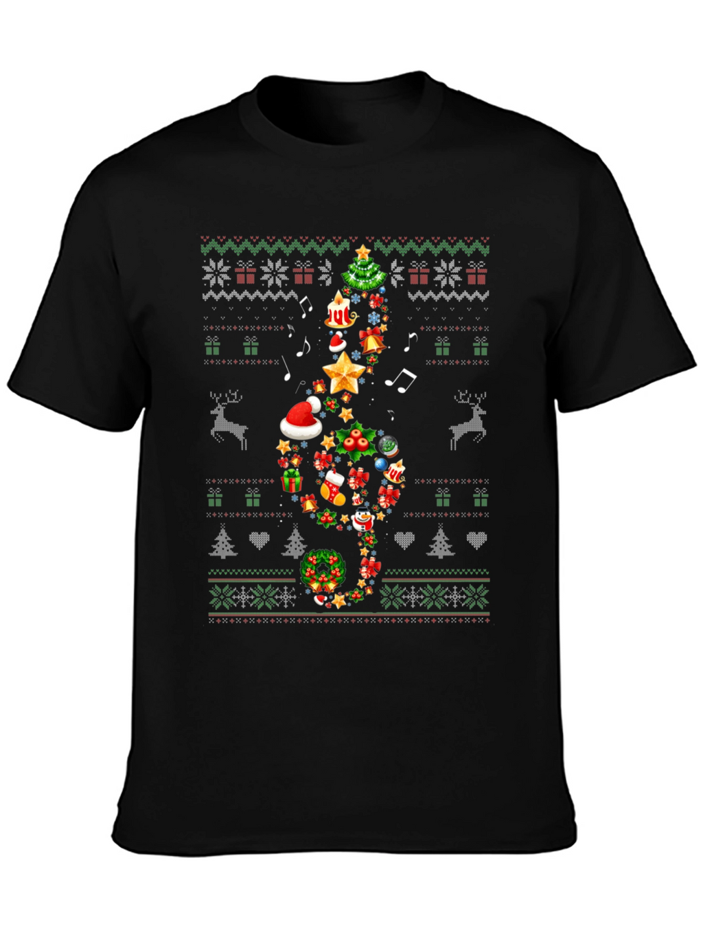 Christmas Music Treble Clef T-Shirt