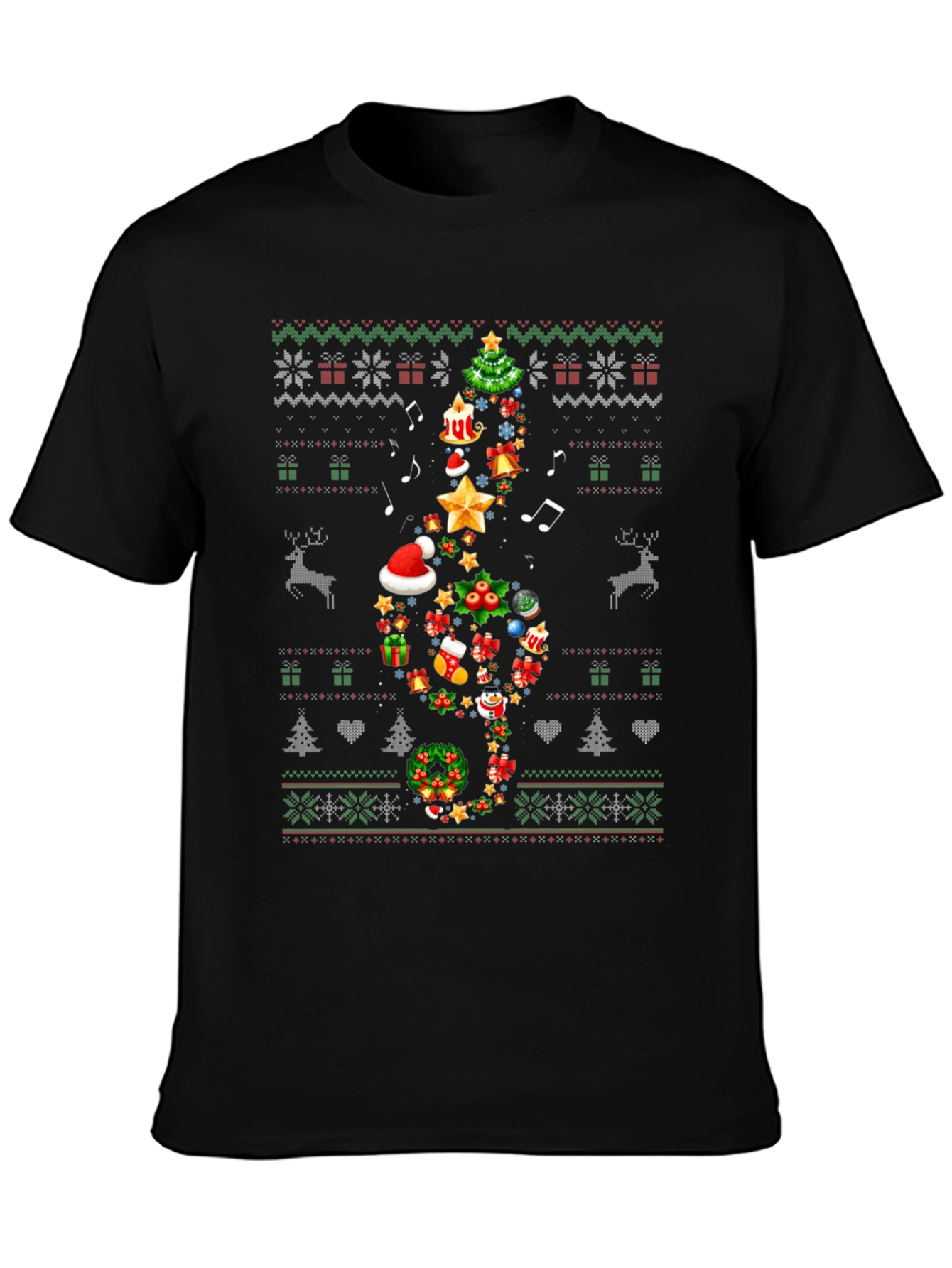 Christmas Music Treble Clef T-Shirt