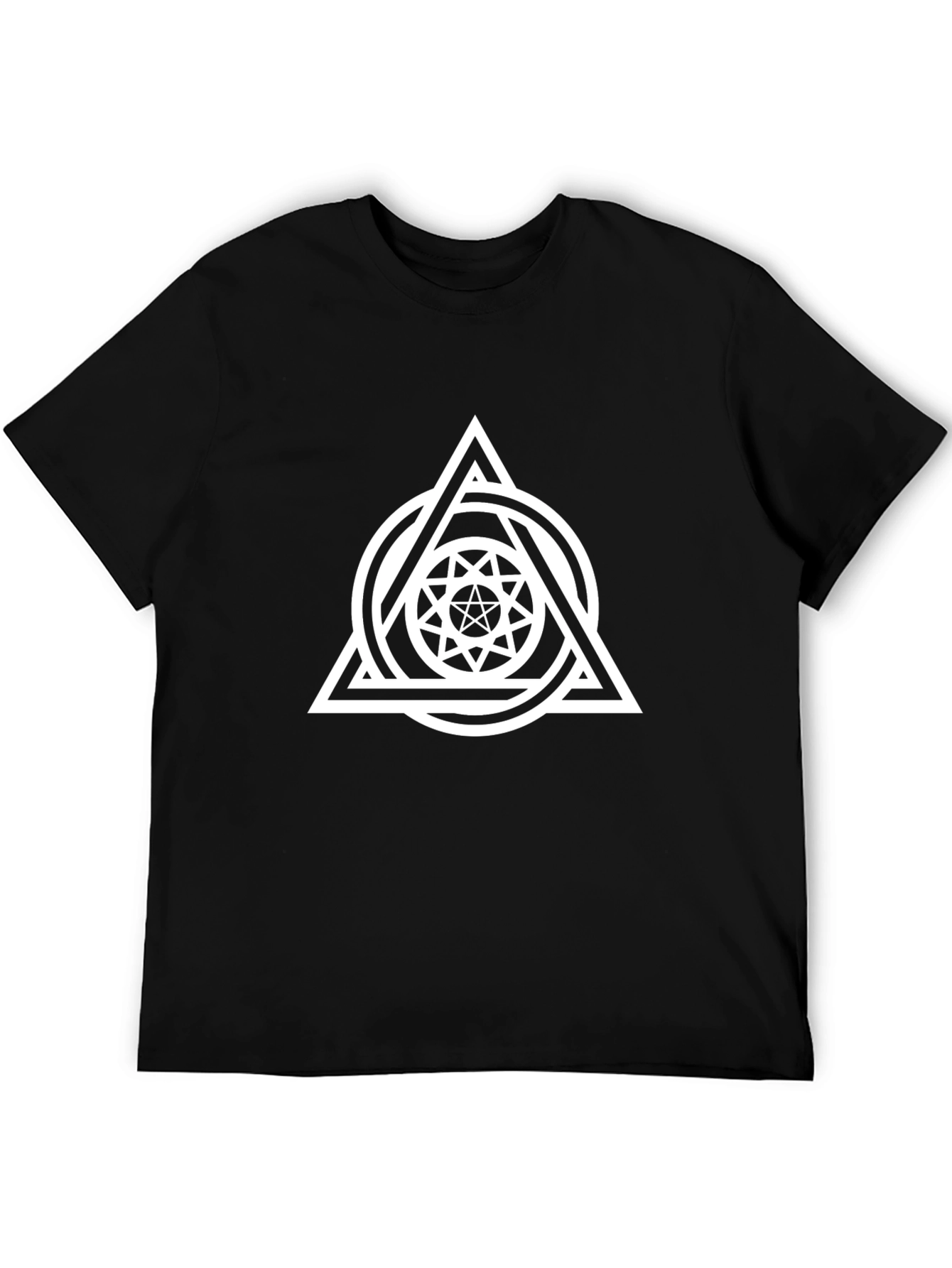 Geometric Triangle Graphic Tee - Stylish Black T-Shirt