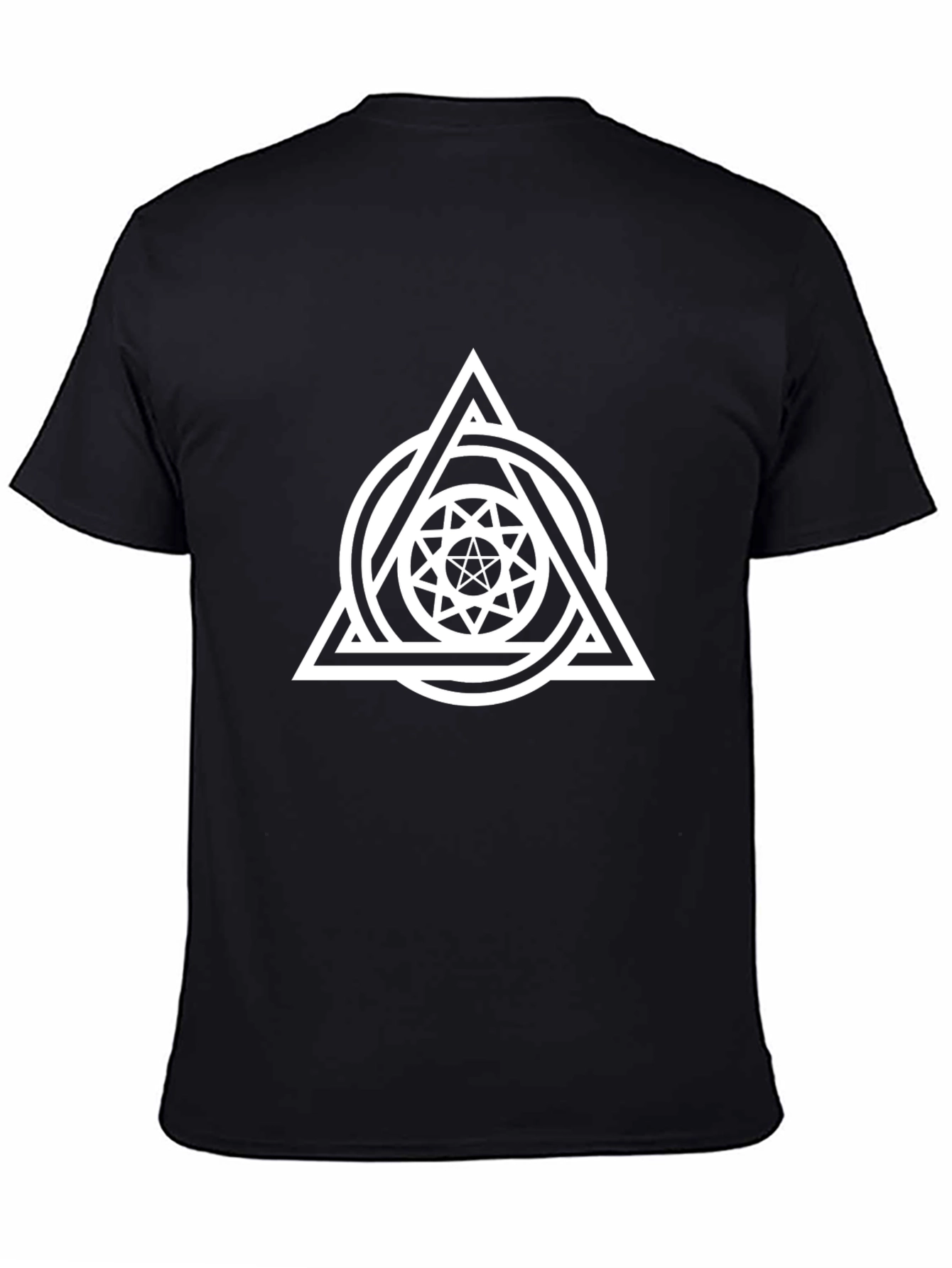 Geometric Triangle Graphic Tee - Stylish Black T-Shirt