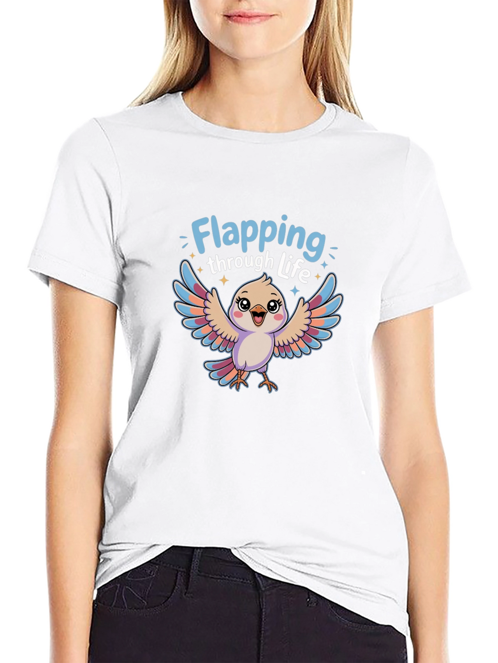 Flapping Through Life Bird Graphic T-Shirt