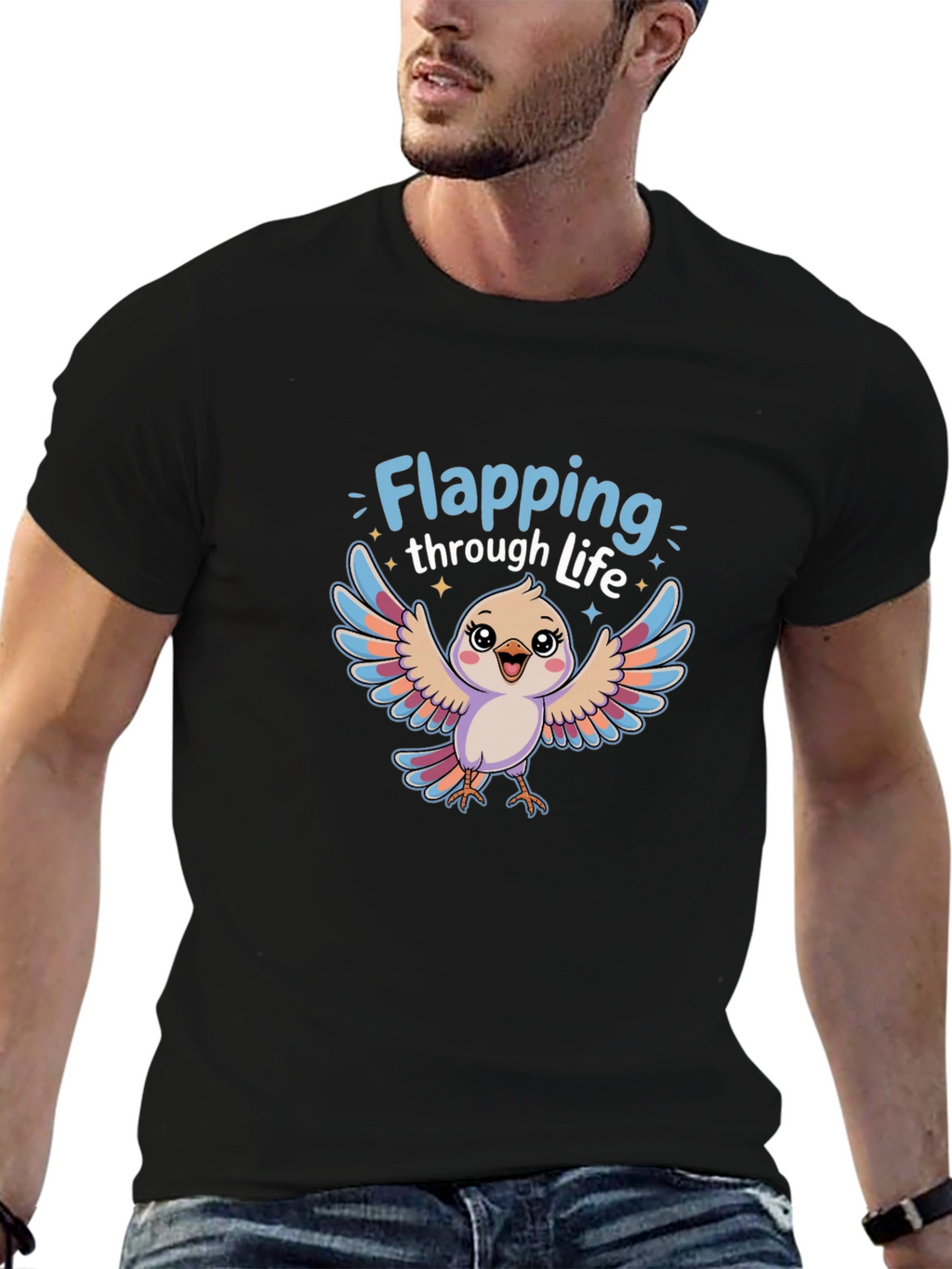 Flapping Through Life Bird Graphic T-Shirt