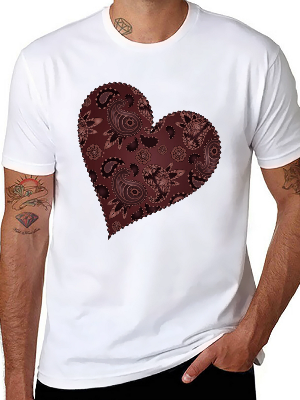 Paisley Heart Graphic Tee - Stylish Casual Wear