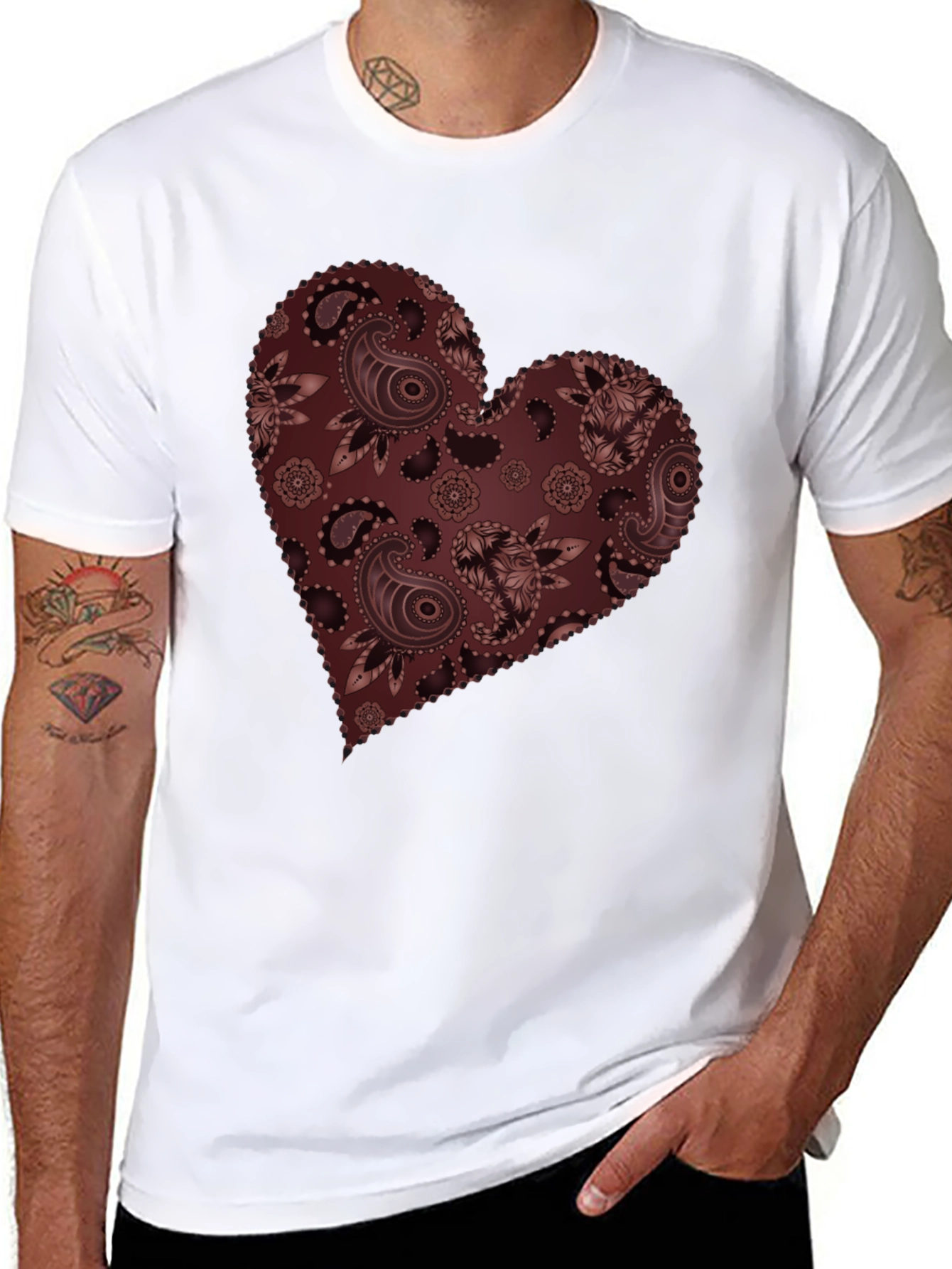 Paisley Heart Graphic Tee - Stylish Casual Wear