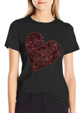 Paisley Heart Graphic Tee - Stylish Casual Wear