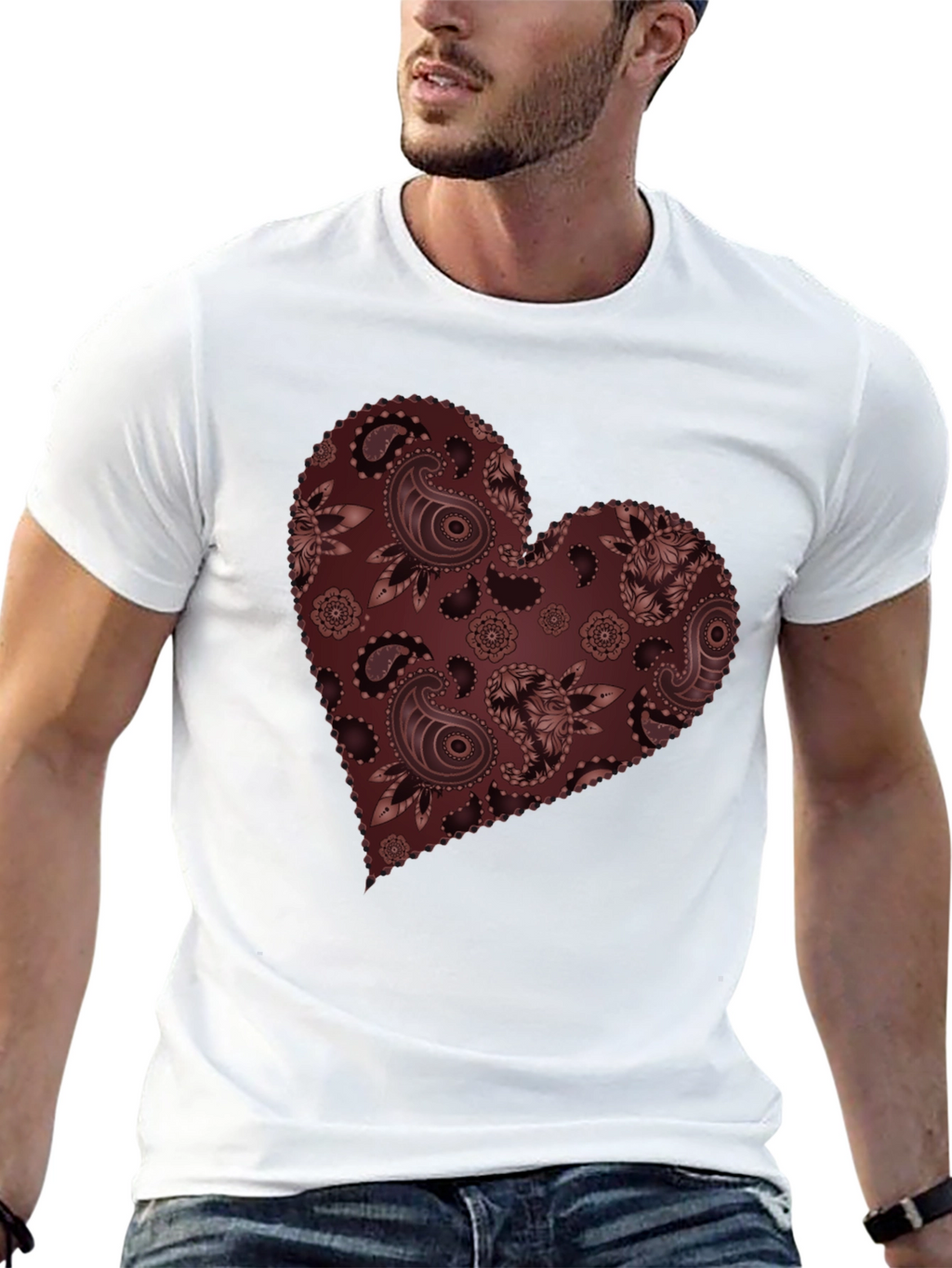 Paisley Heart Graphic Tee - Stylish Casual Wear