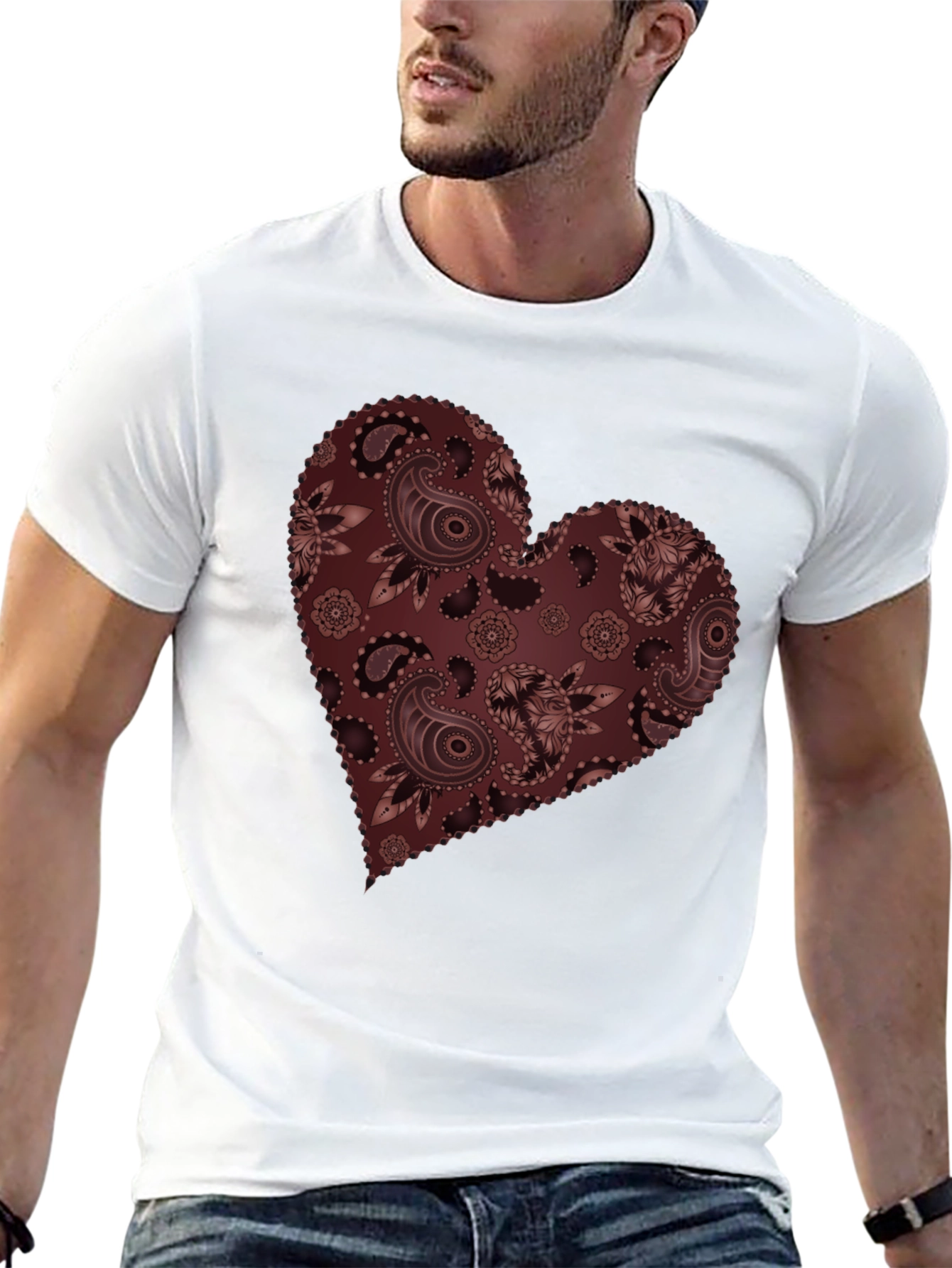 Paisley Heart Graphic Tee - Stylish Casual Wear