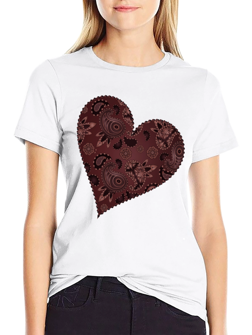 Paisley Heart Graphic Tee - Stylish Casual Wear