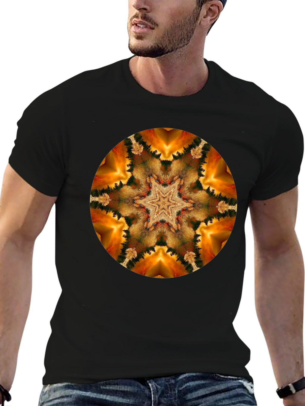 Kaleidoscope Starburst Black T-Shirt