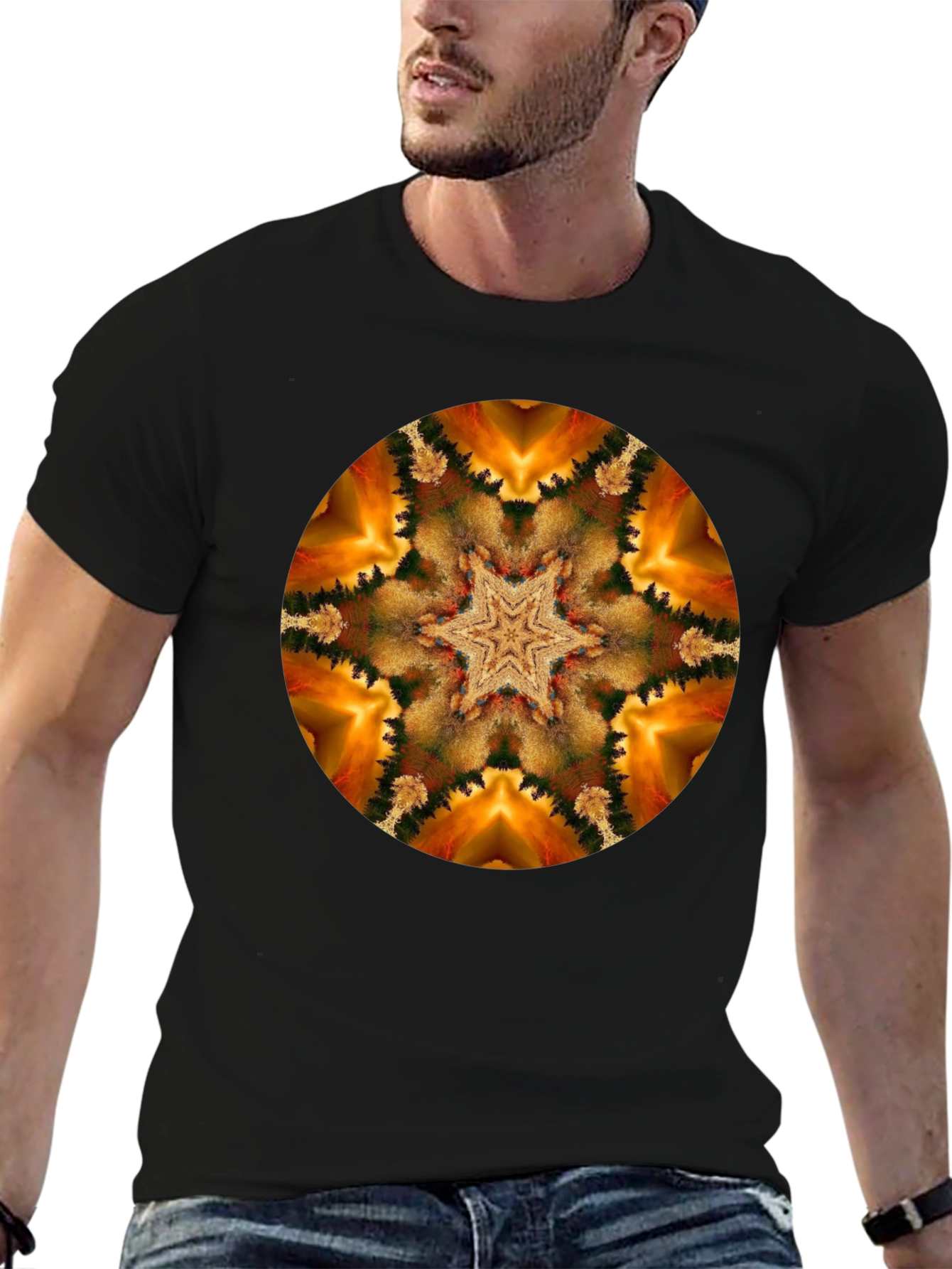 Kaleidoscope Starburst Black T-Shirt