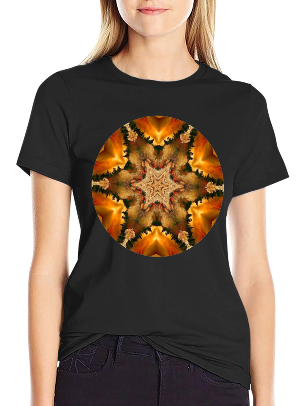 Kaleidoscope Starburst Black T-Shirt