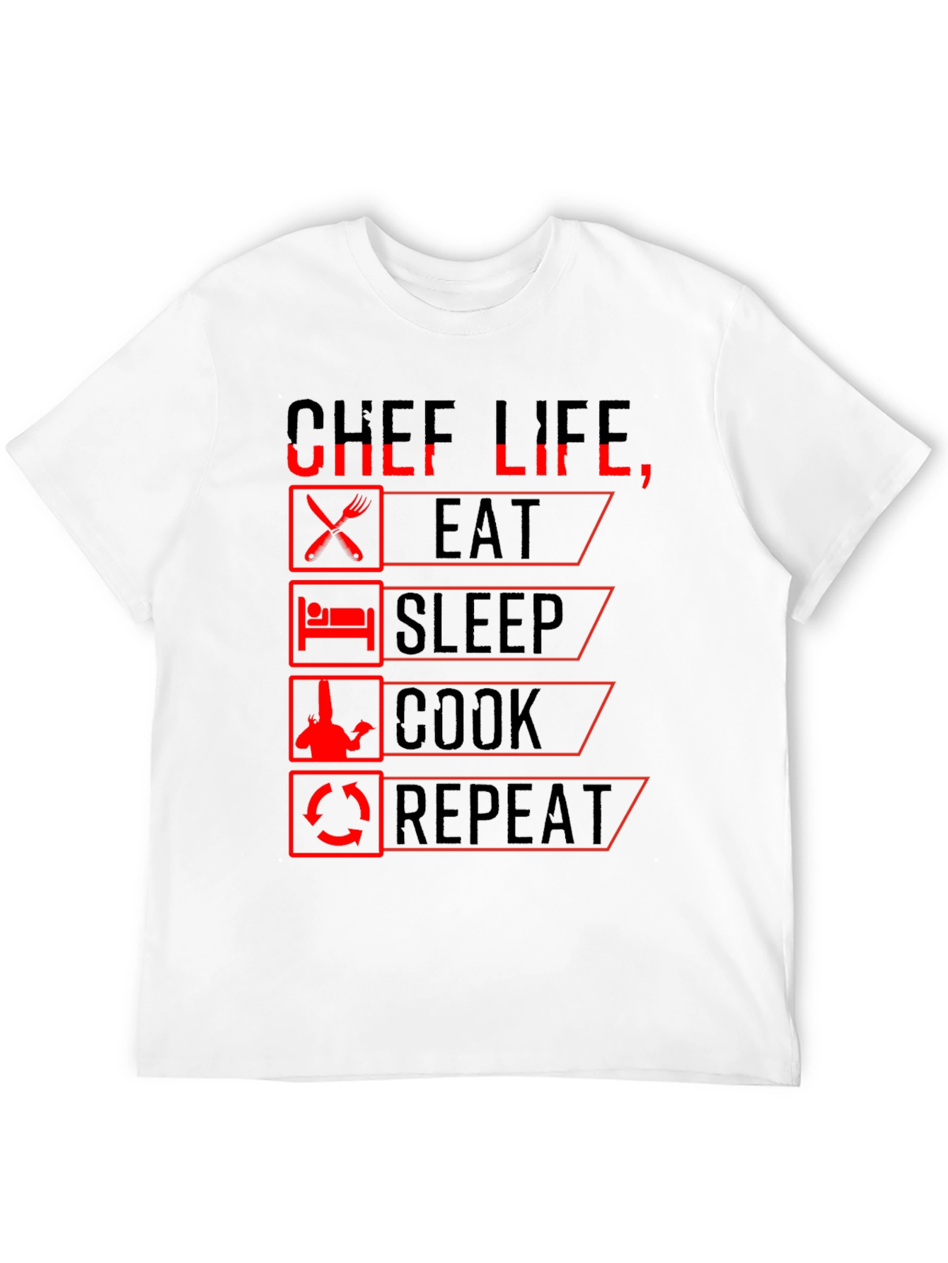 Chef Life Eat Sleep Cook Repeat Black Graphic T-Shirt