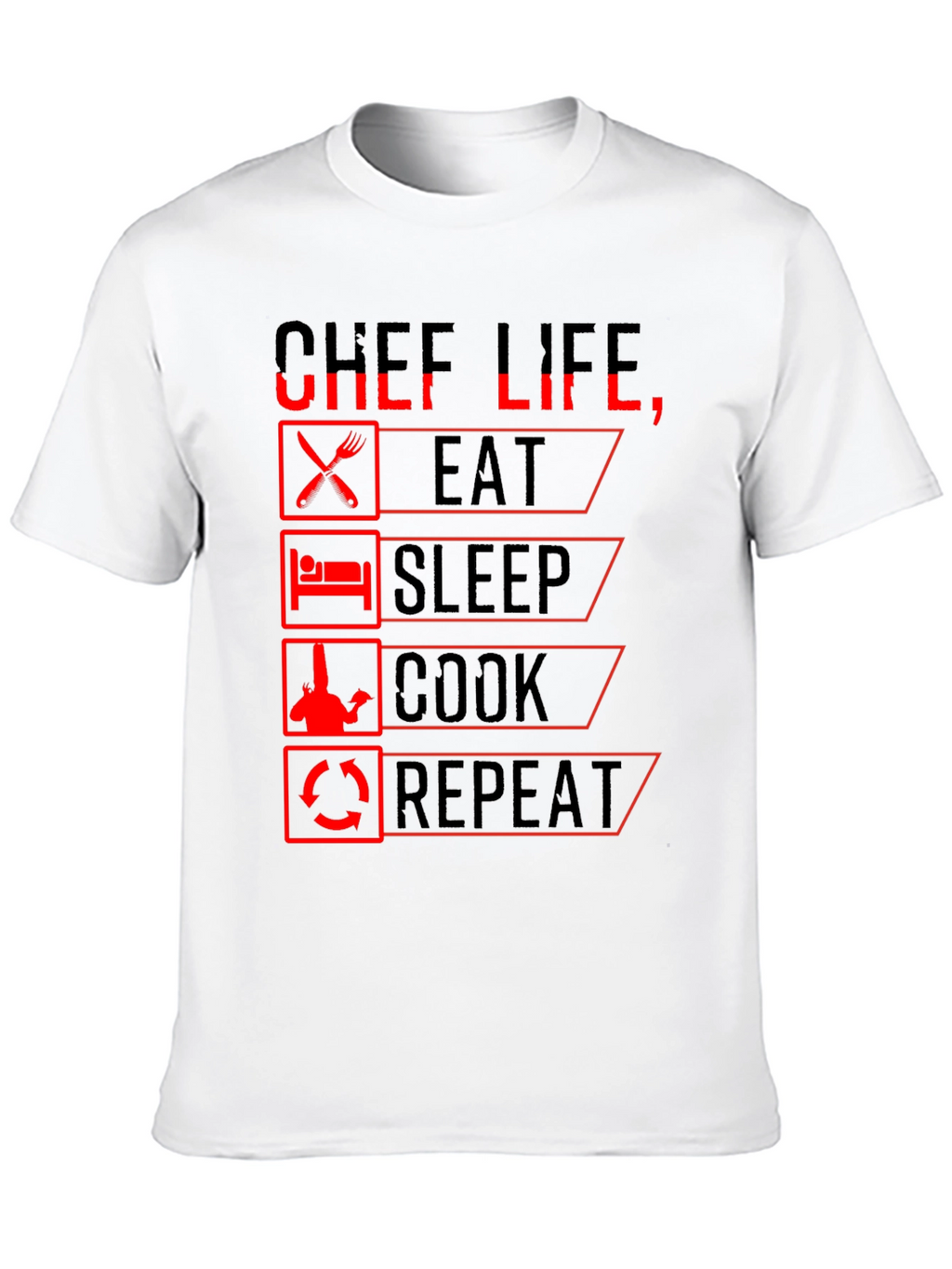 Chef Life Eat Sleep Cook Repeat Black Graphic T-Shirt