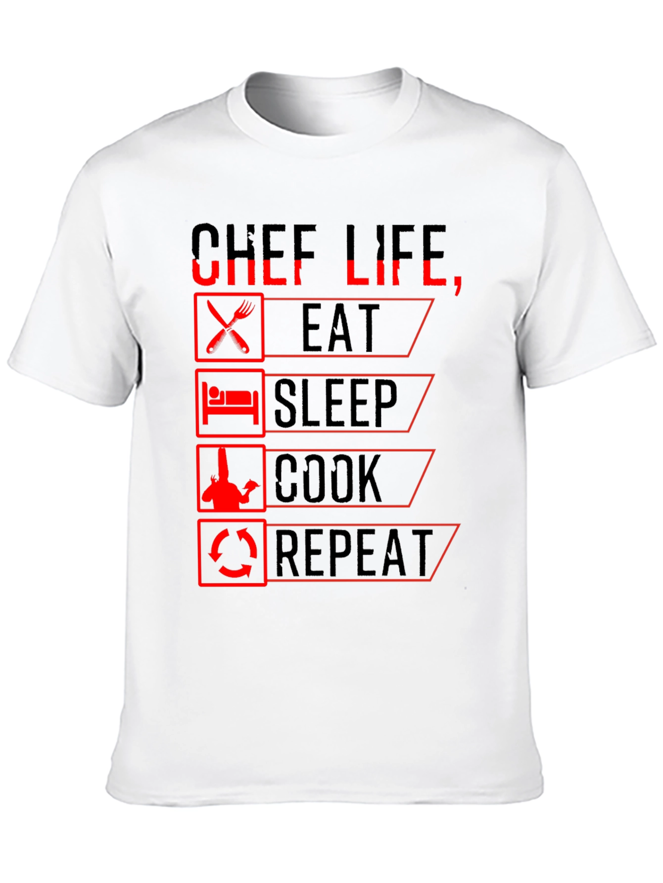 Chef Life Eat Sleep Cook Repeat Black Graphic T-Shirt
