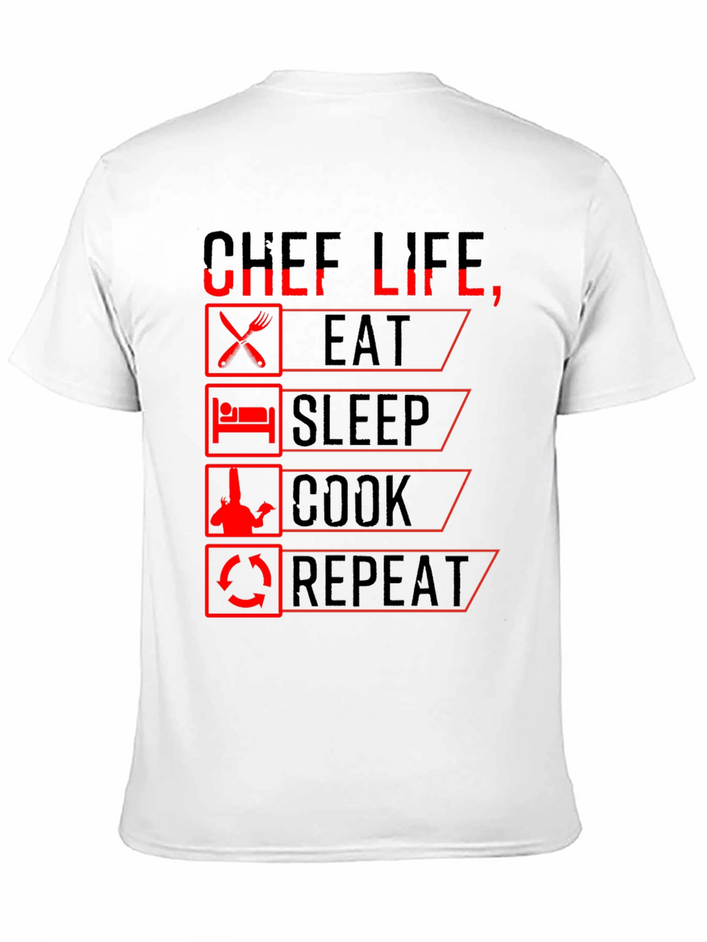 Chef Life Eat Sleep Cook Repeat Black Graphic T-Shirt