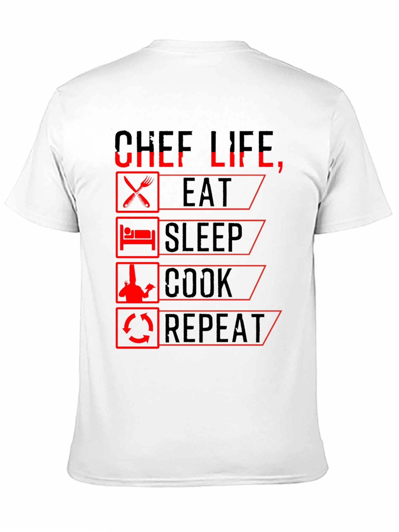 Chef Life Eat Sleep Cook Repeat Black Graphic T-Shirt