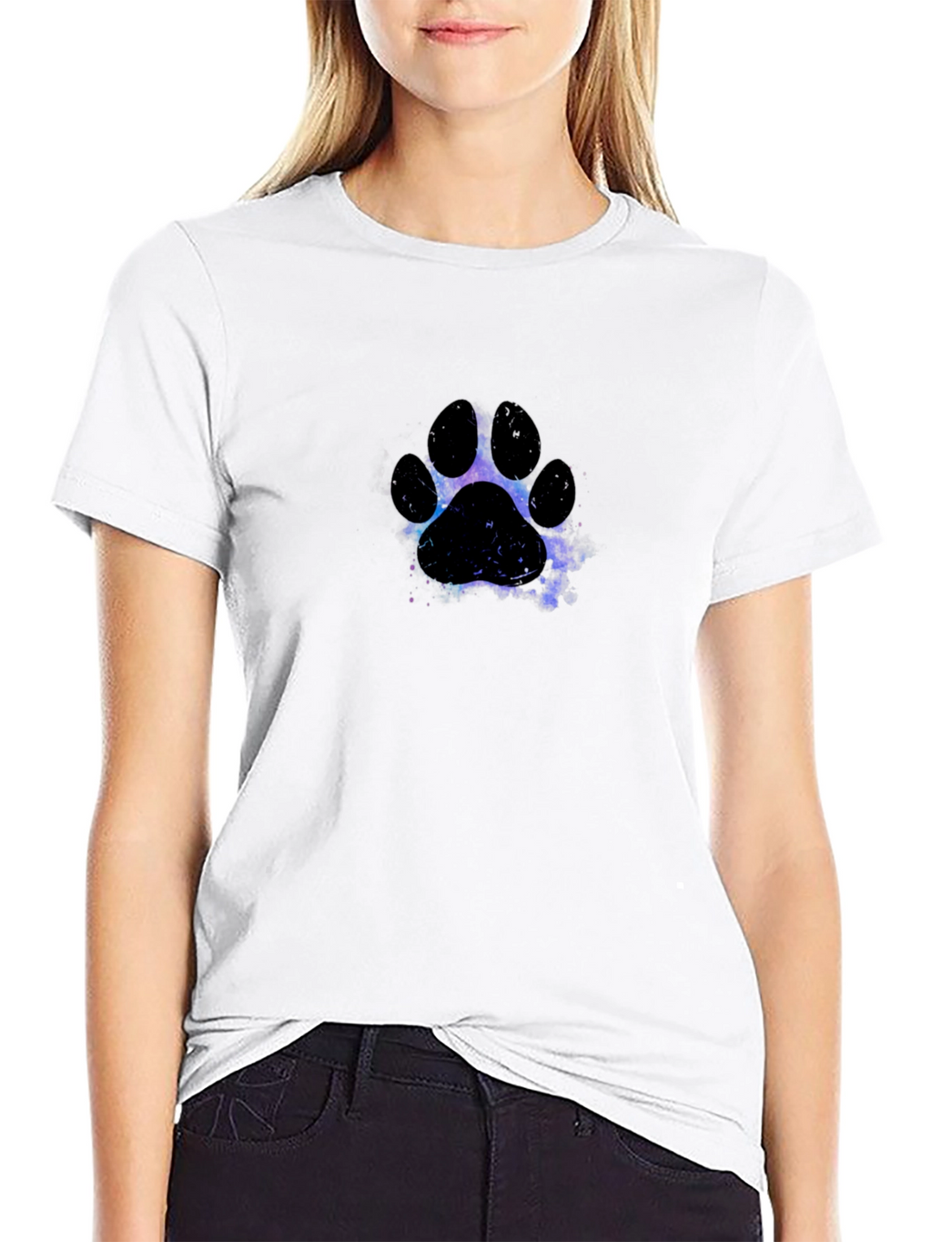 Galaxy Paw Print Black T-Shirt