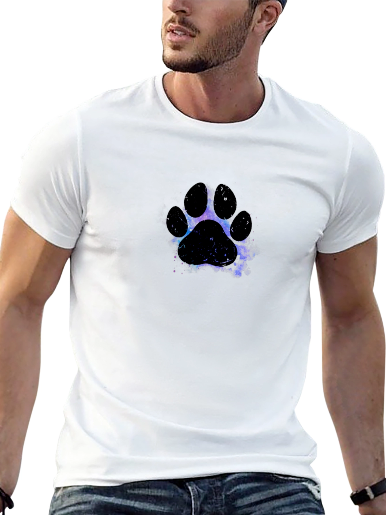 Galaxy Paw Print Black T-Shirt