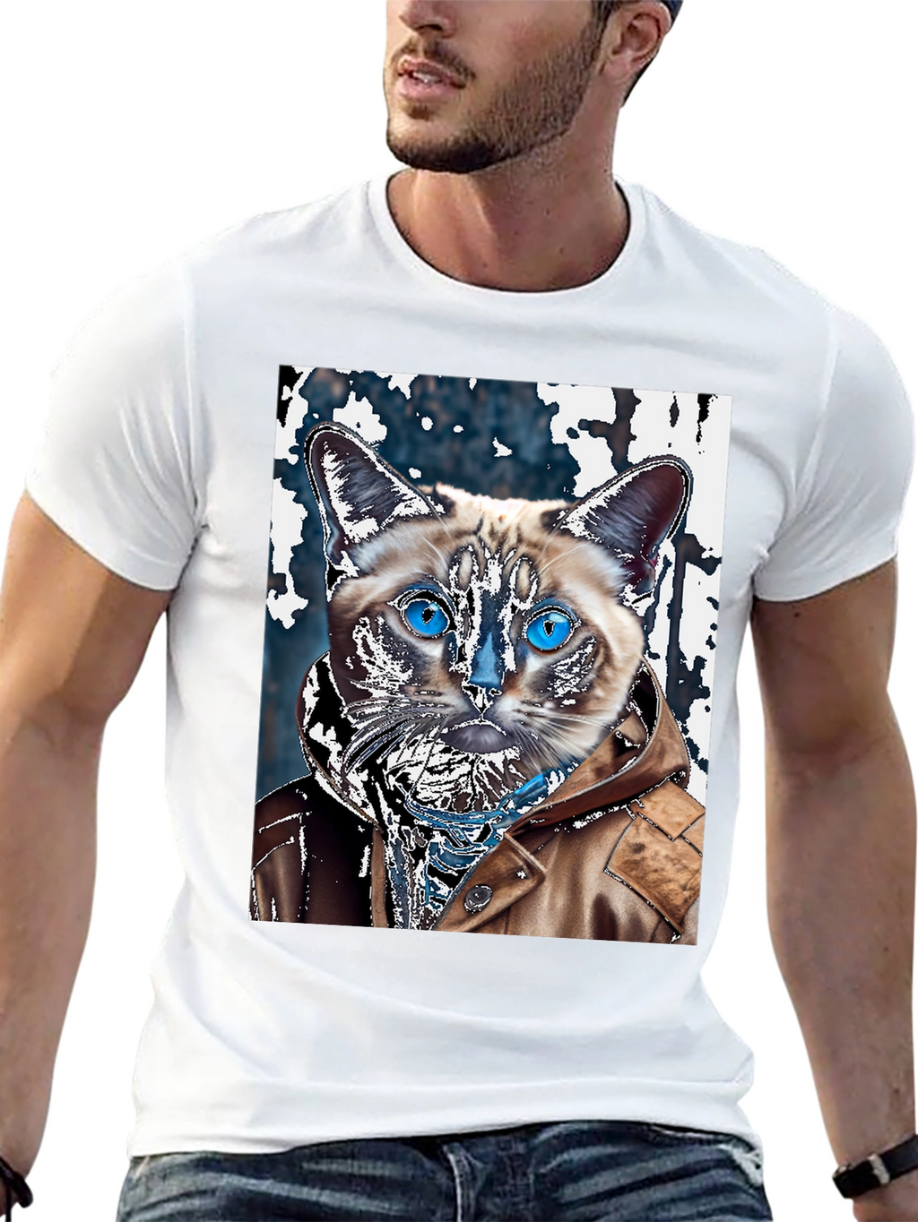 Cat in Jacket Graphic T-Shirt