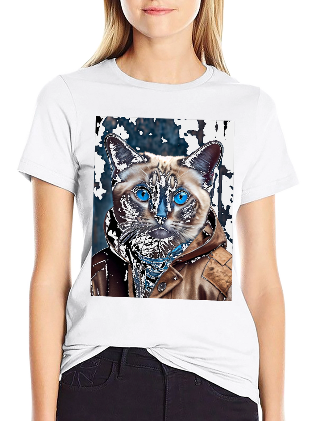 Cat in Jacket Graphic T-Shirt