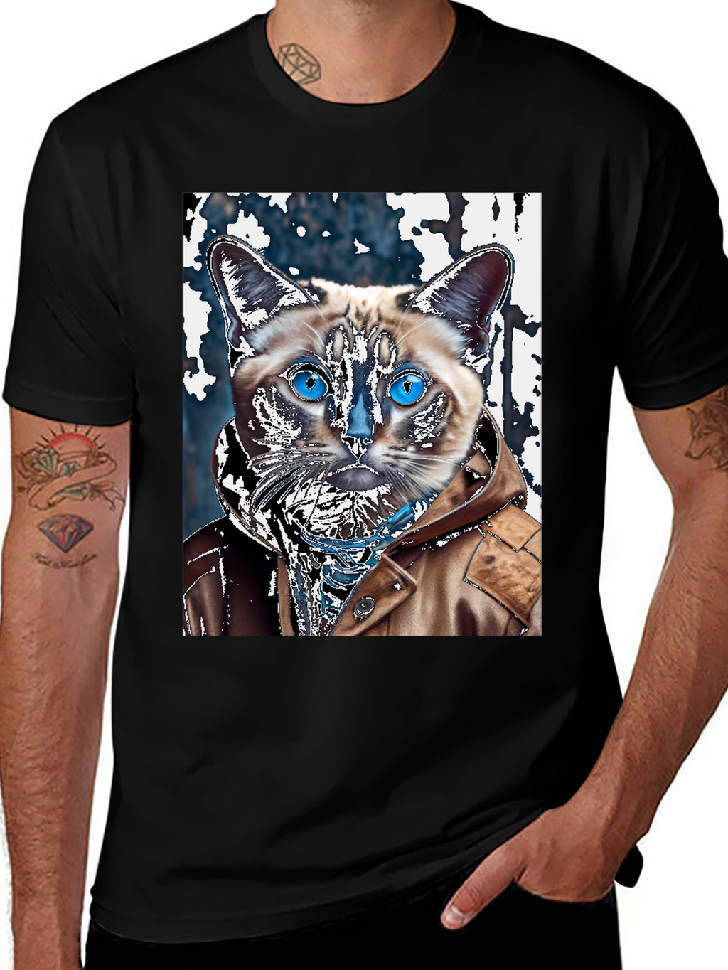 Cat in Jacket Graphic T-Shirt