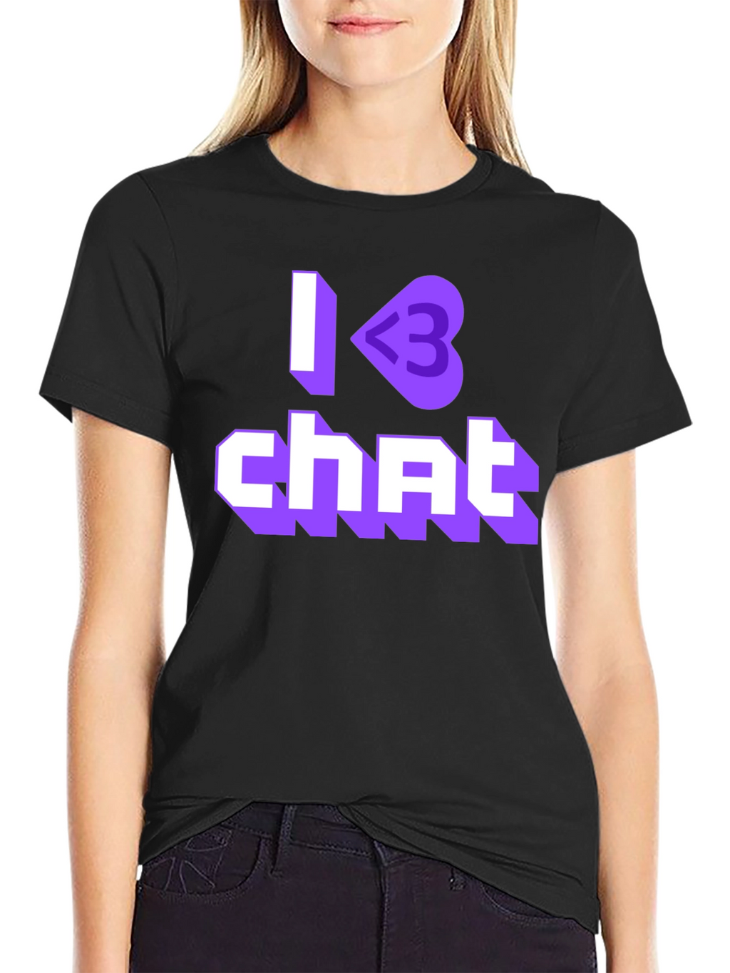 I <3 Chat Black T-Shirt