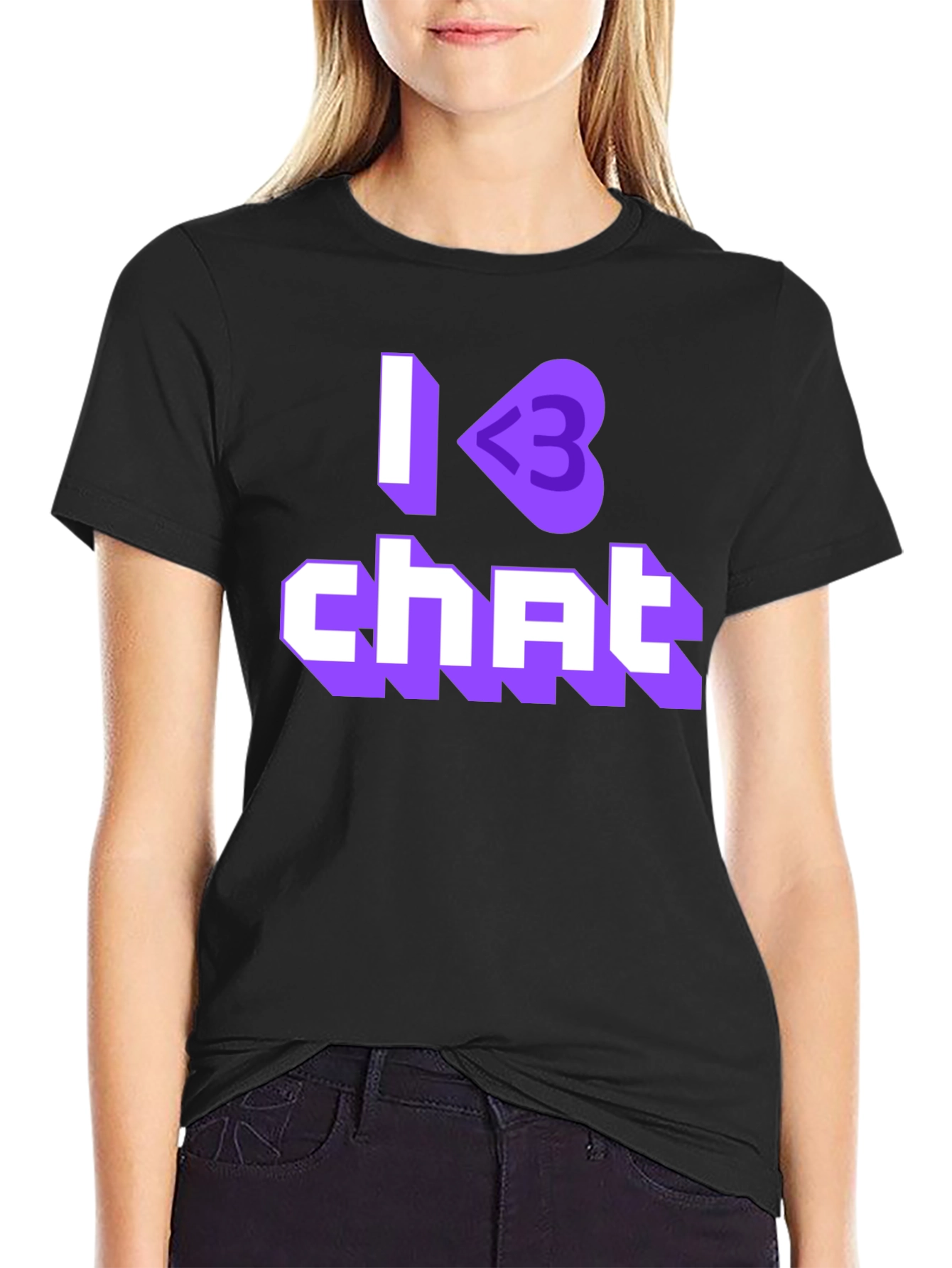 I <3 Chat Black T-Shirt