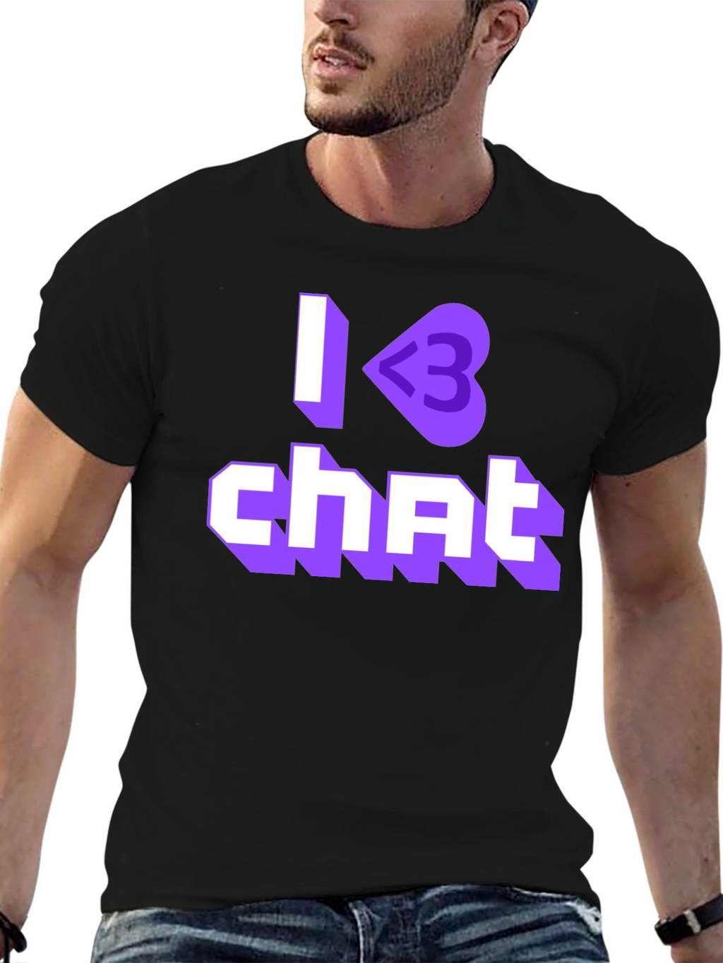 I <3 Chat Black T-Shirt