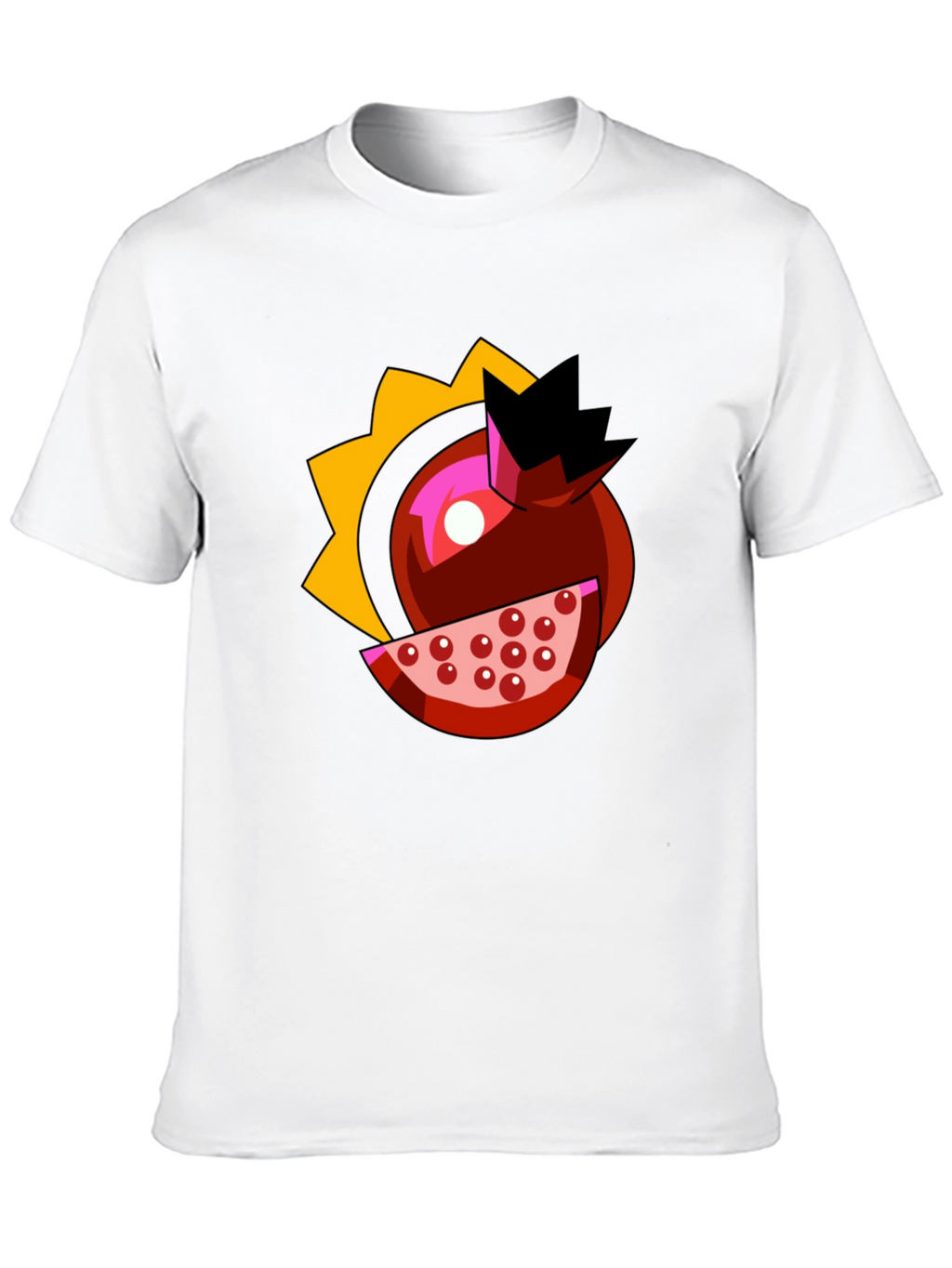 Pomegranate Cartoon Graphic Black T-Shirt