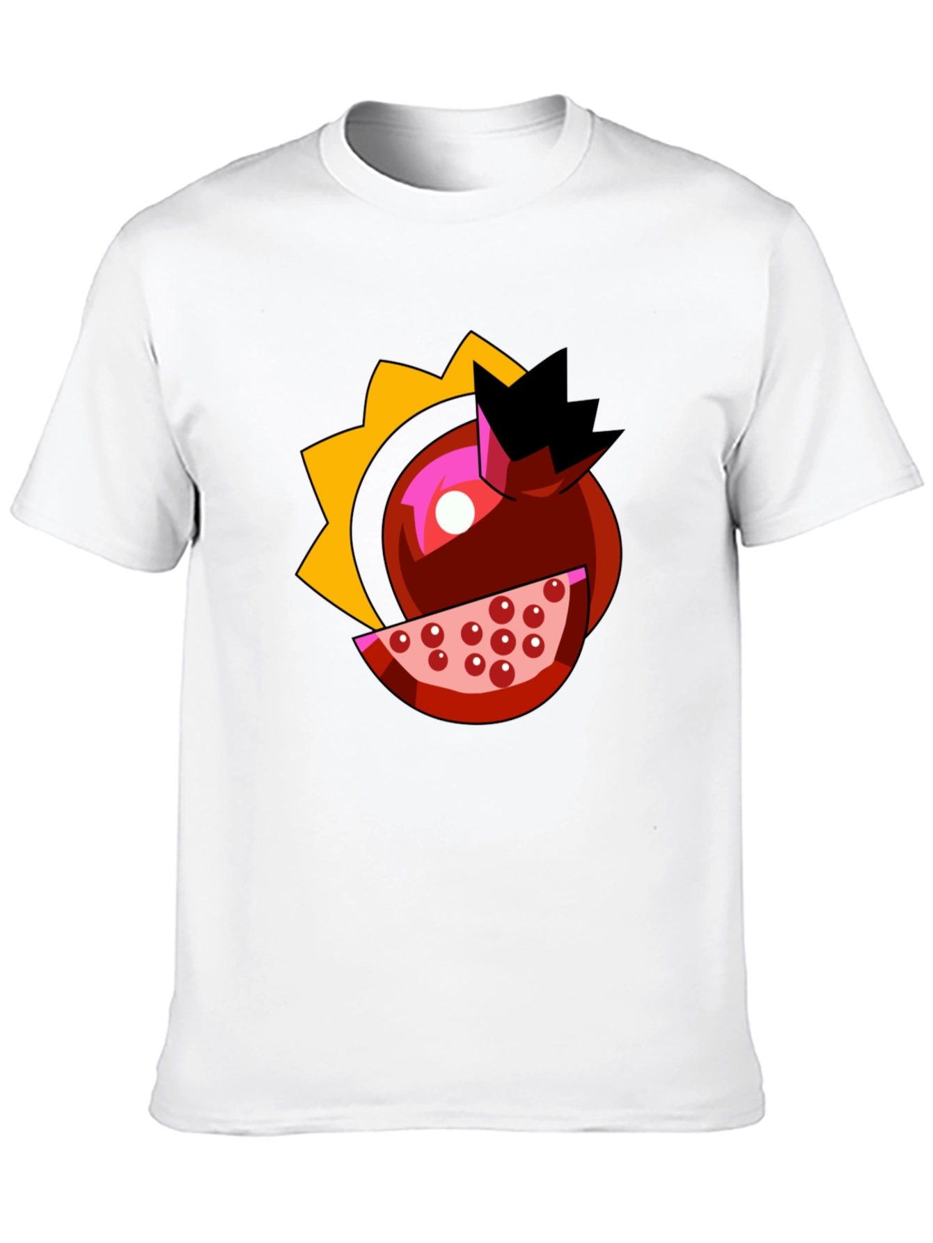 Pomegranate Cartoon Graphic Black T-Shirt