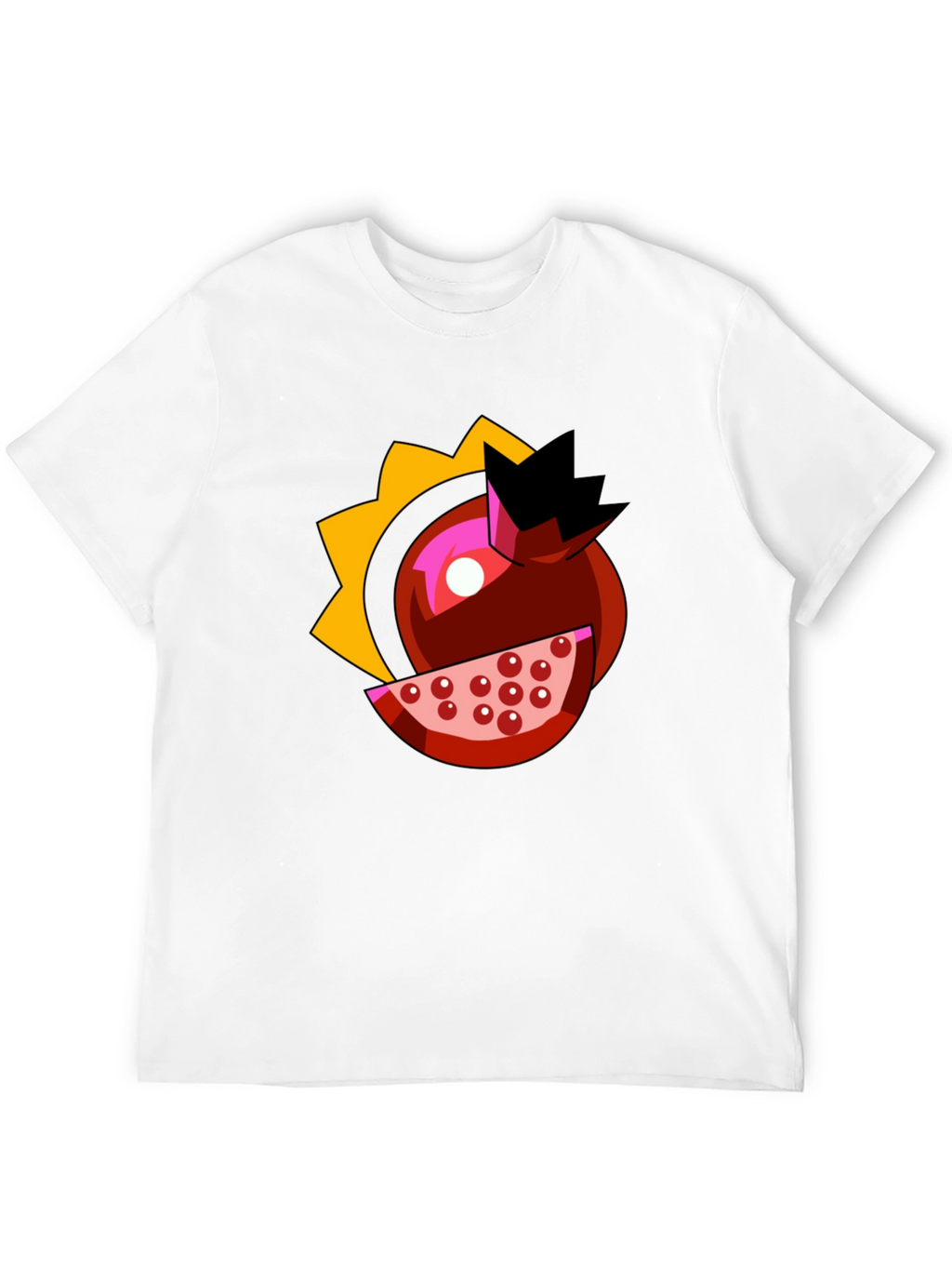 Pomegranate Cartoon Graphic Black T-Shirt