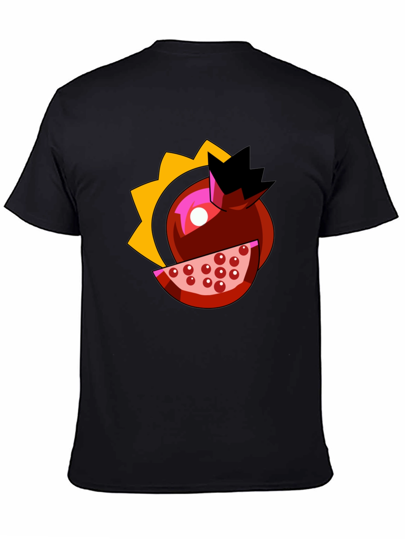 Pomegranate Cartoon Graphic Black T-Shirt