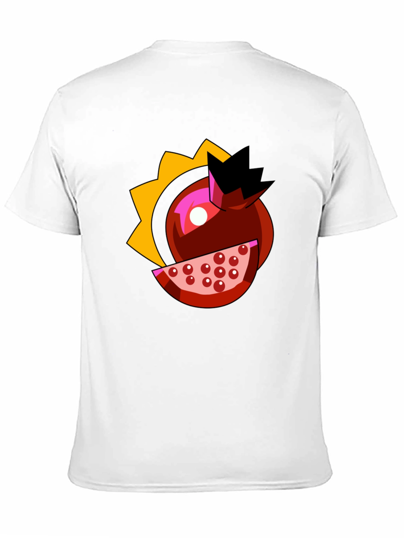 Pomegranate Cartoon Graphic Black T-Shirt