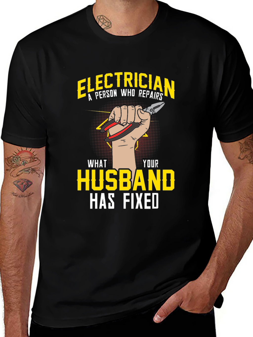 Electrician Husband Funny Graphic T-Shirt
