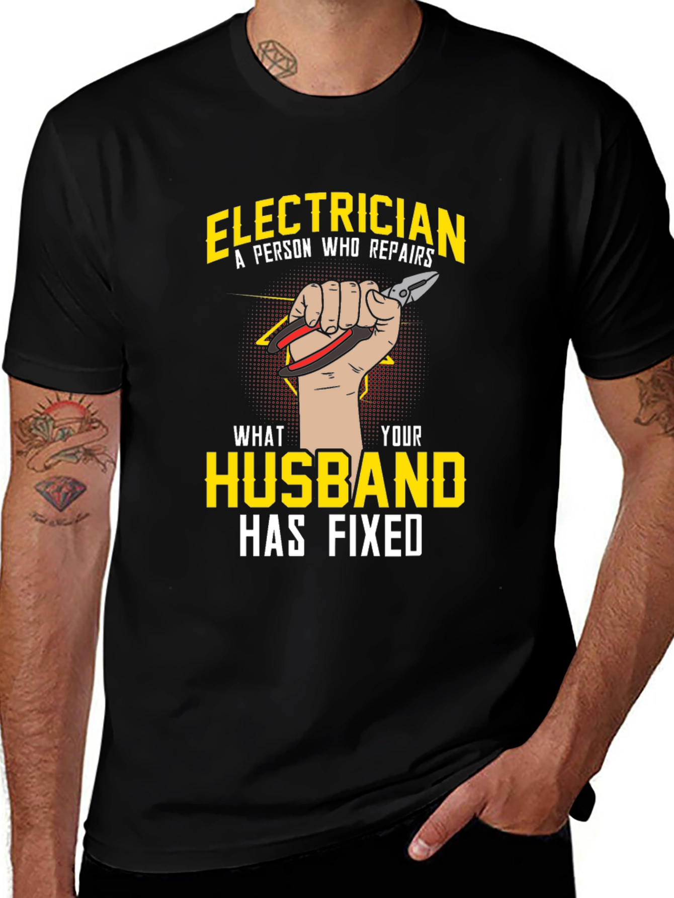 Electrician Husband Funny Graphic T-Shirt