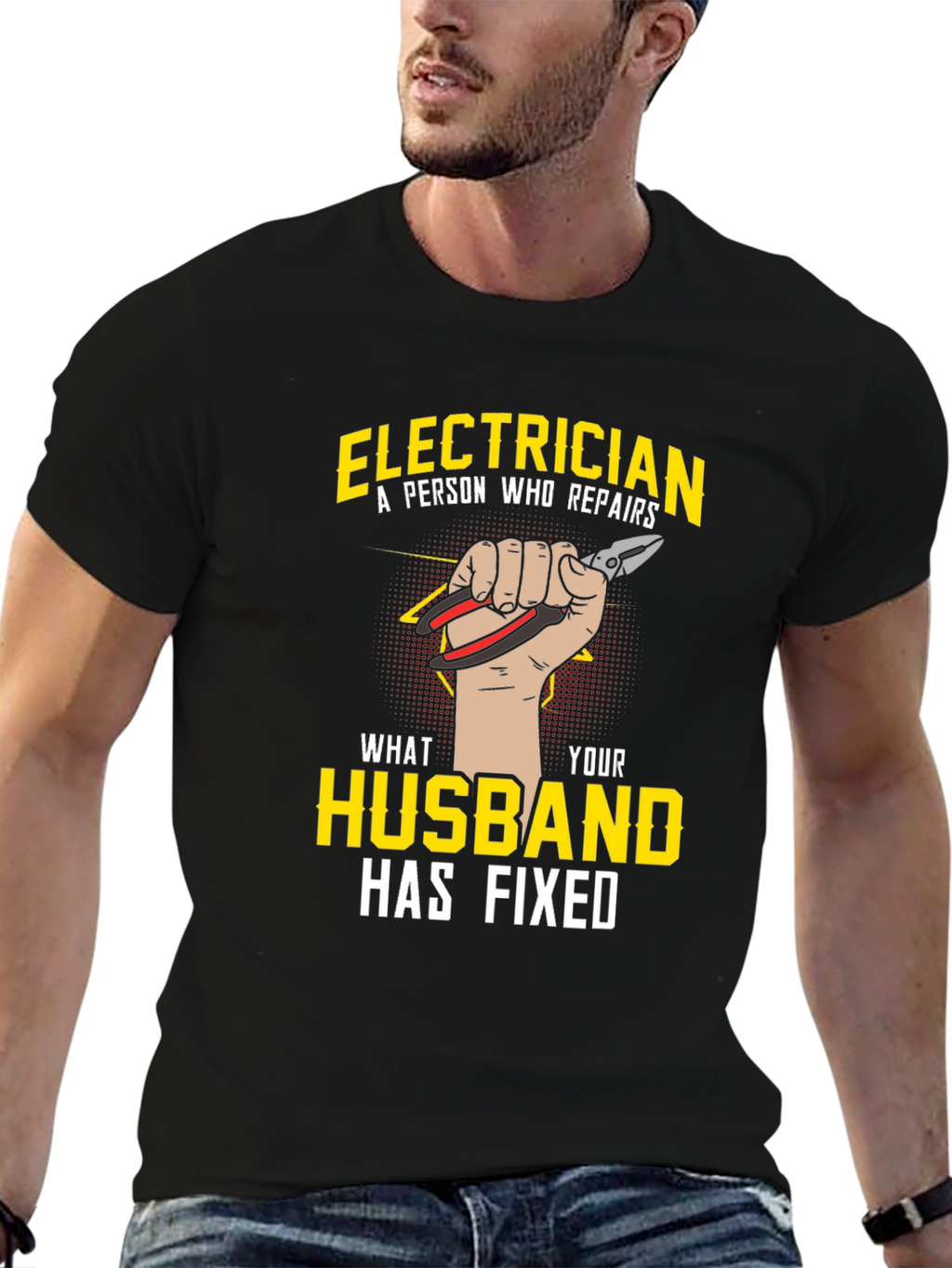 Electrician Husband Funny Graphic T-Shirt