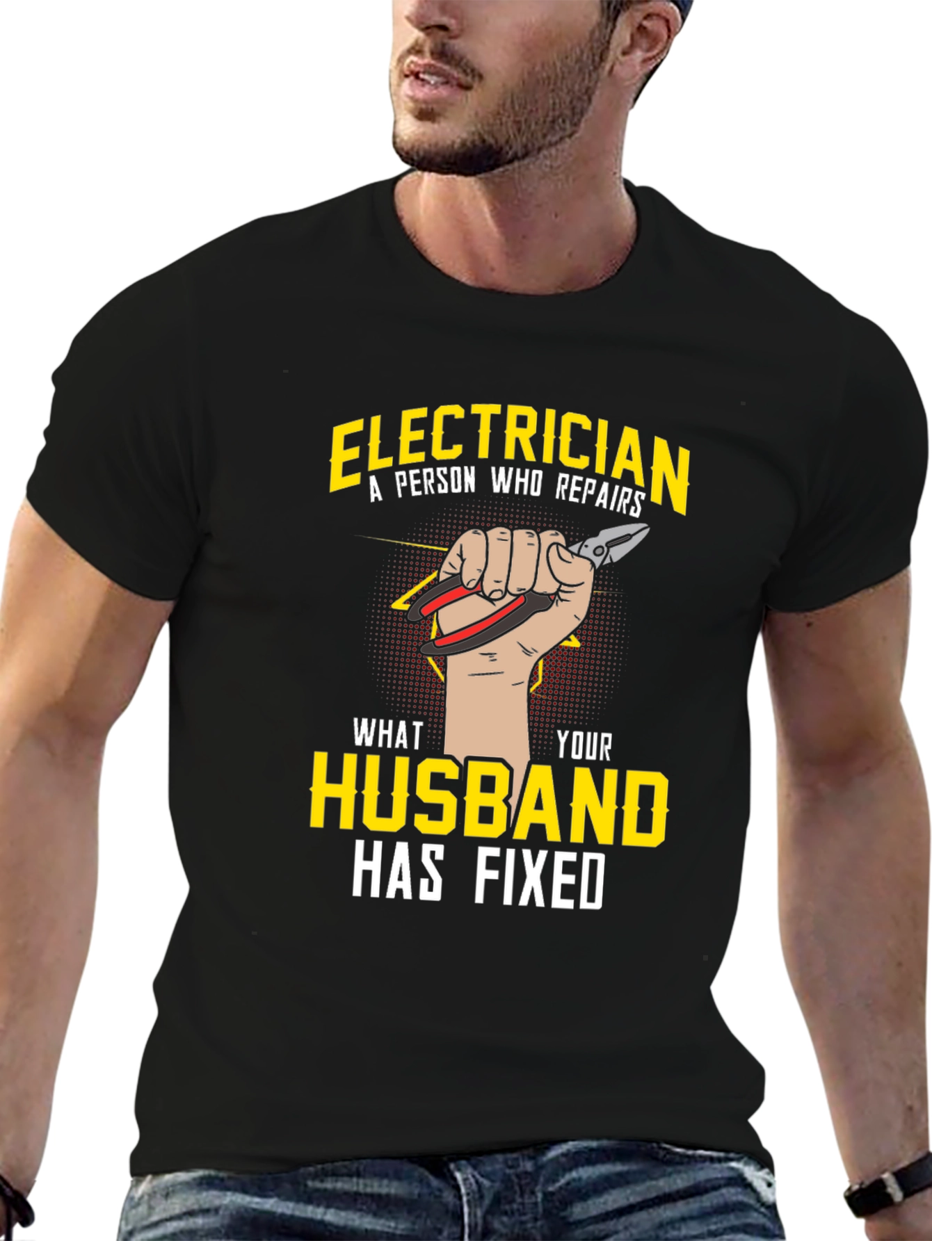 Electrician Husband Funny Graphic T-Shirt