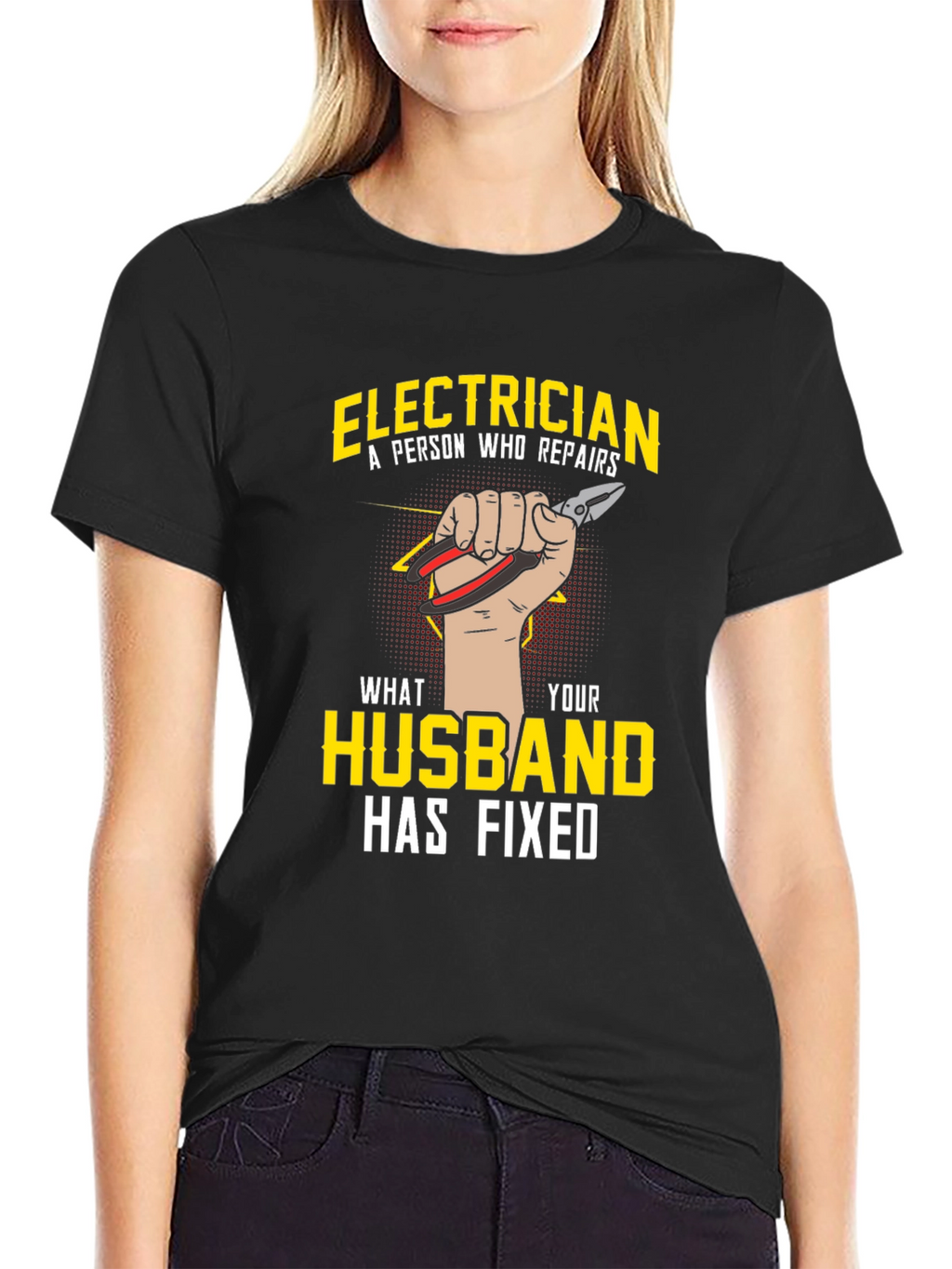 Electrician Husband Funny Graphic T-Shirt